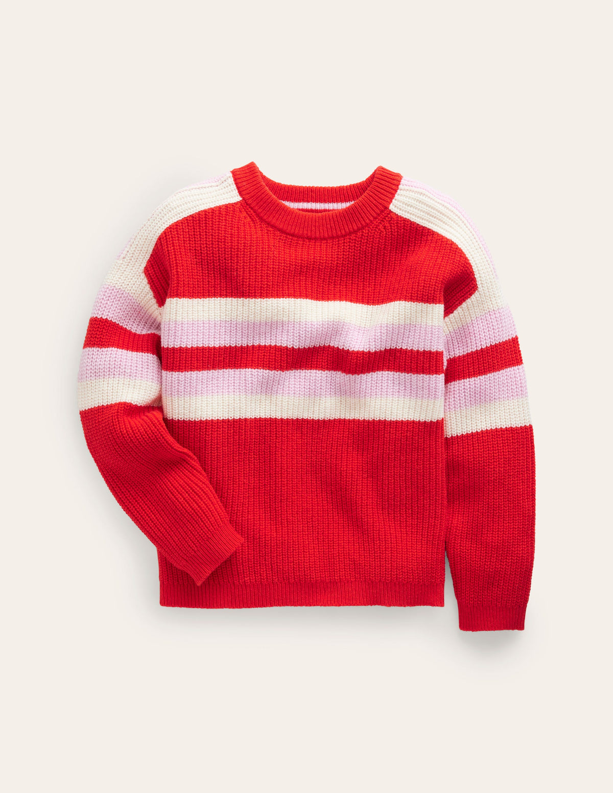 Stripe Knitted Jumper-Poppy Red - Image 1