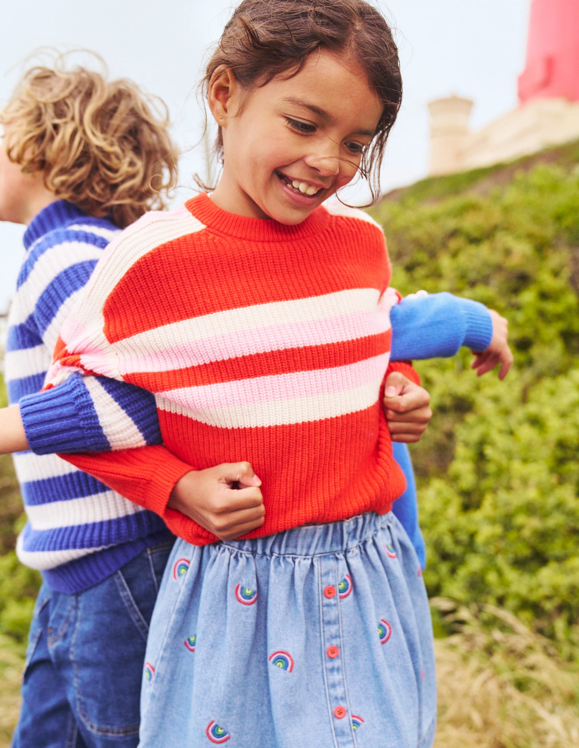 Stripe Knitted Jumper-Poppy Red-4