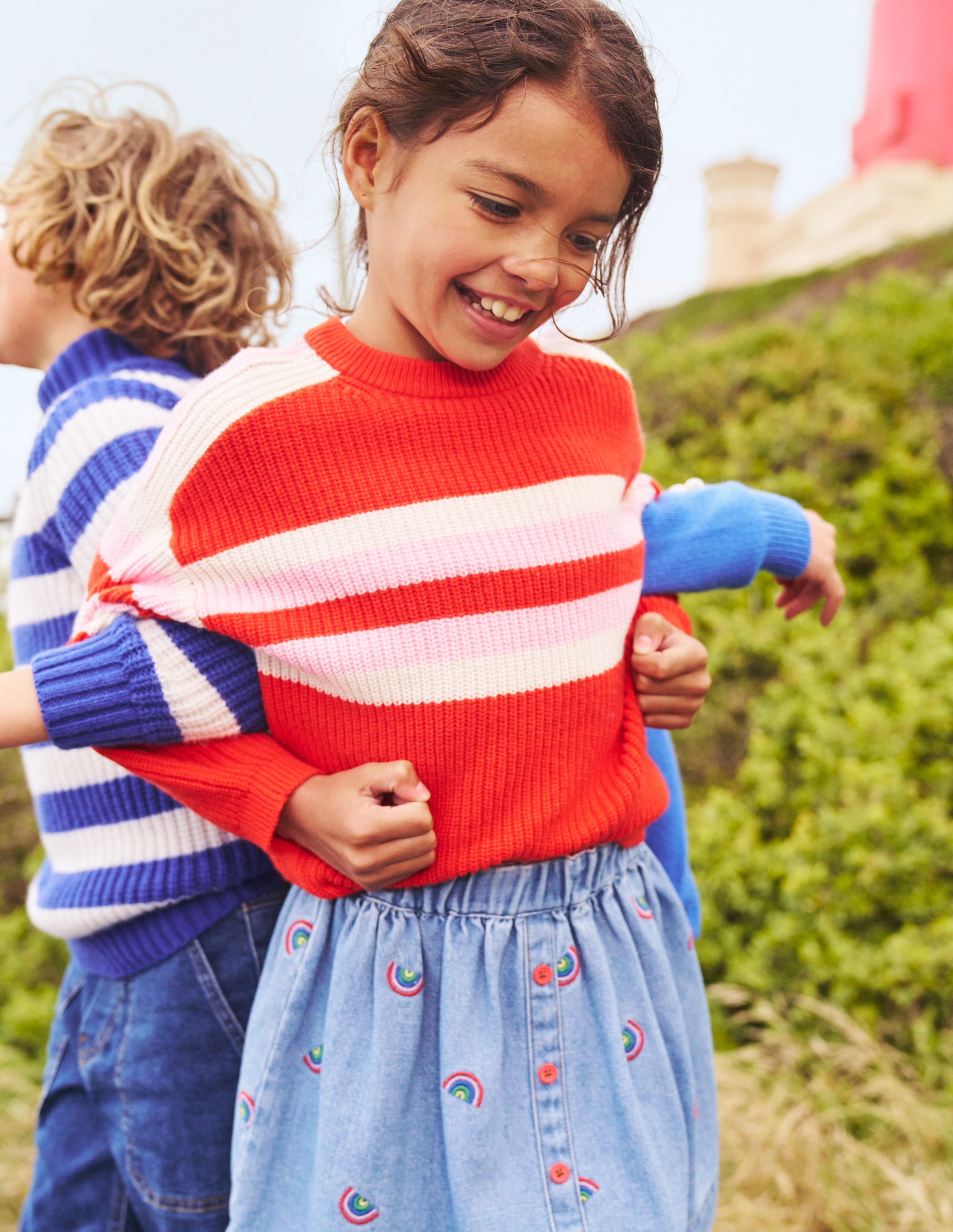 Stripe Knitted Jumper-Poppy Red - Image 4