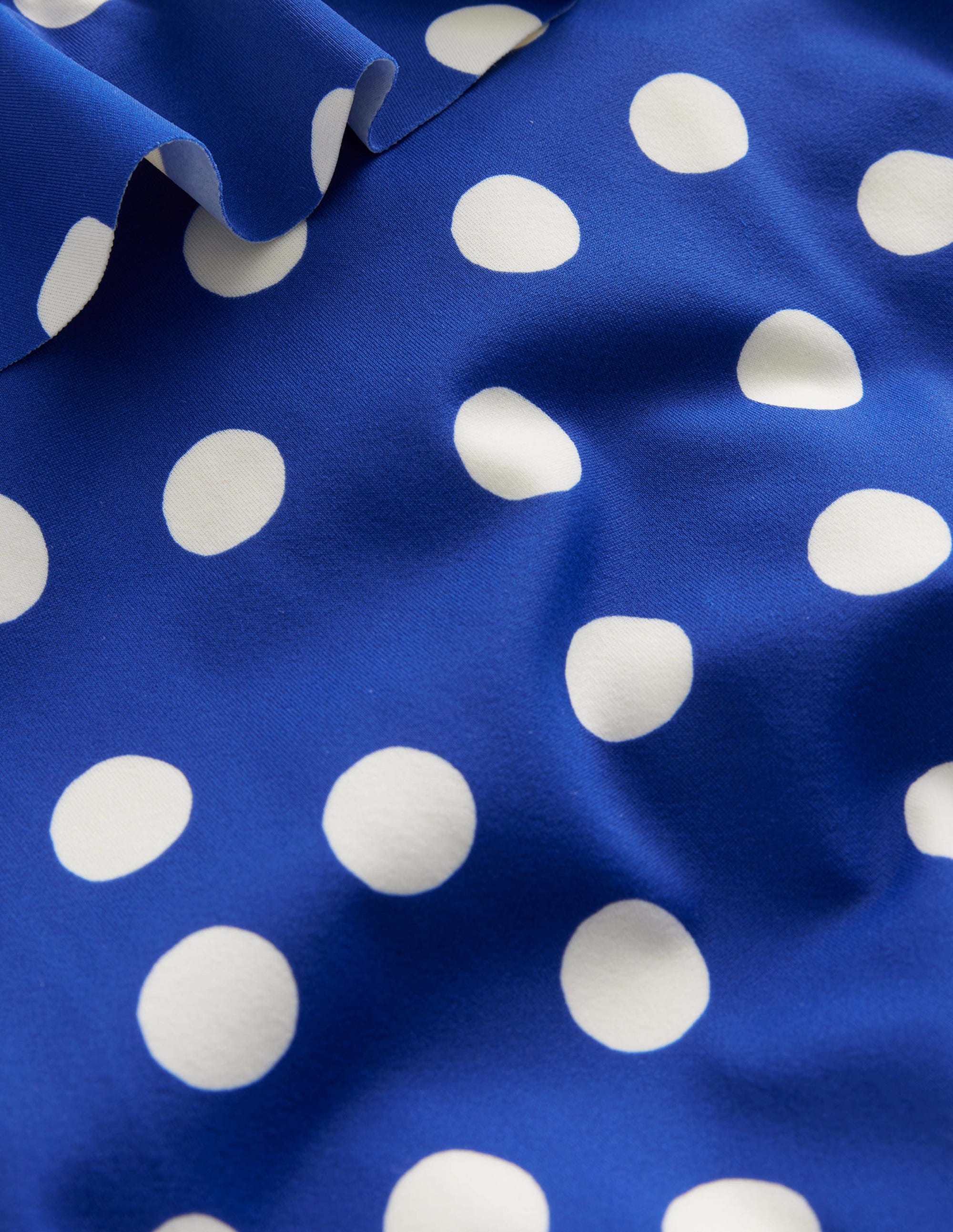 One Shoulder Frill Swimsuit-Navy, Ivory Spot - Image 3