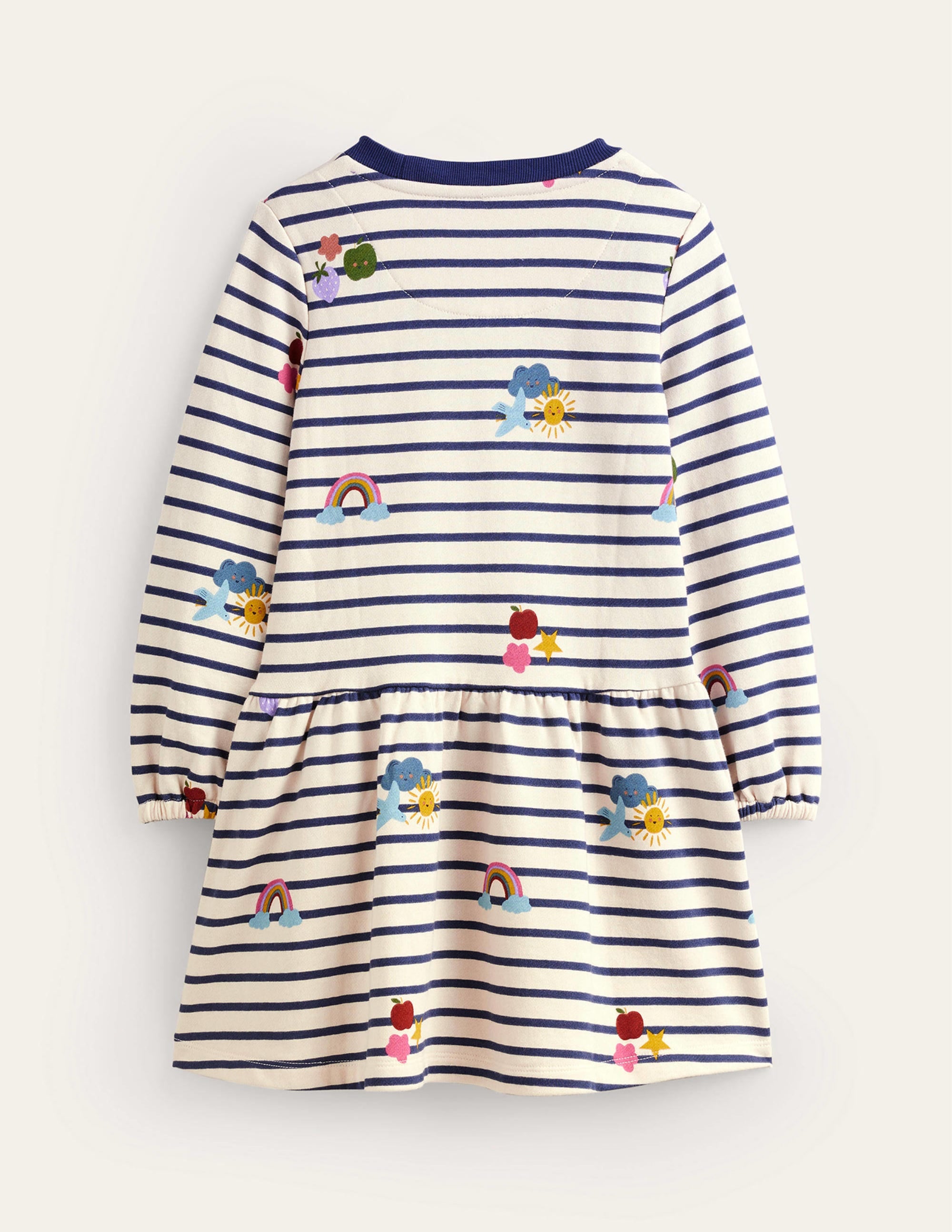 Printed Sweatshirt Dress-Stripe Rainbow Clouds - Image 2