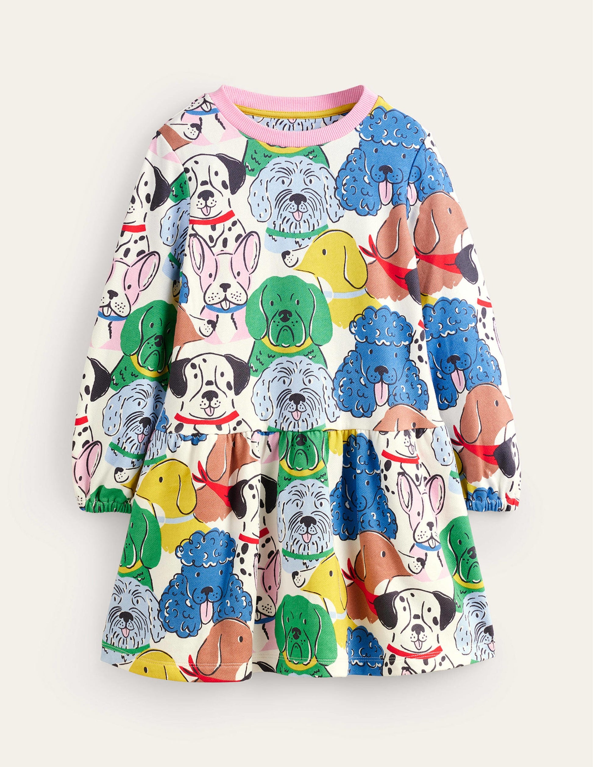 Printed Sweatshirt Dress-Multi Dogs-1