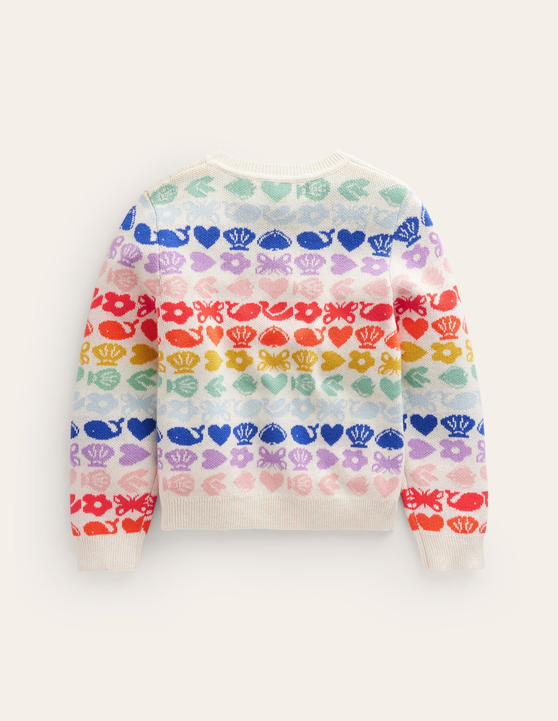 Fair Isle Jumper-Ecru Marl Rainbow-2