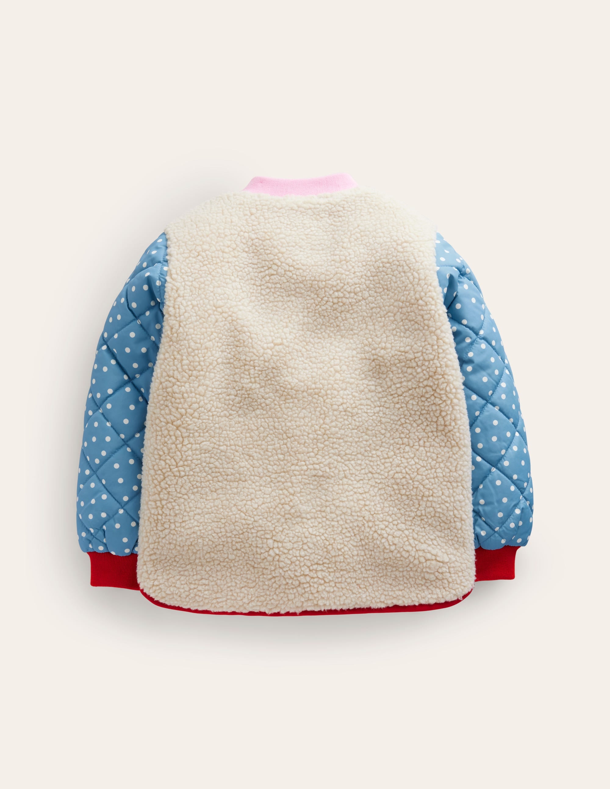 Borg Mix Bomber Jacket-Ivory / Colourblock Spot - Image 2