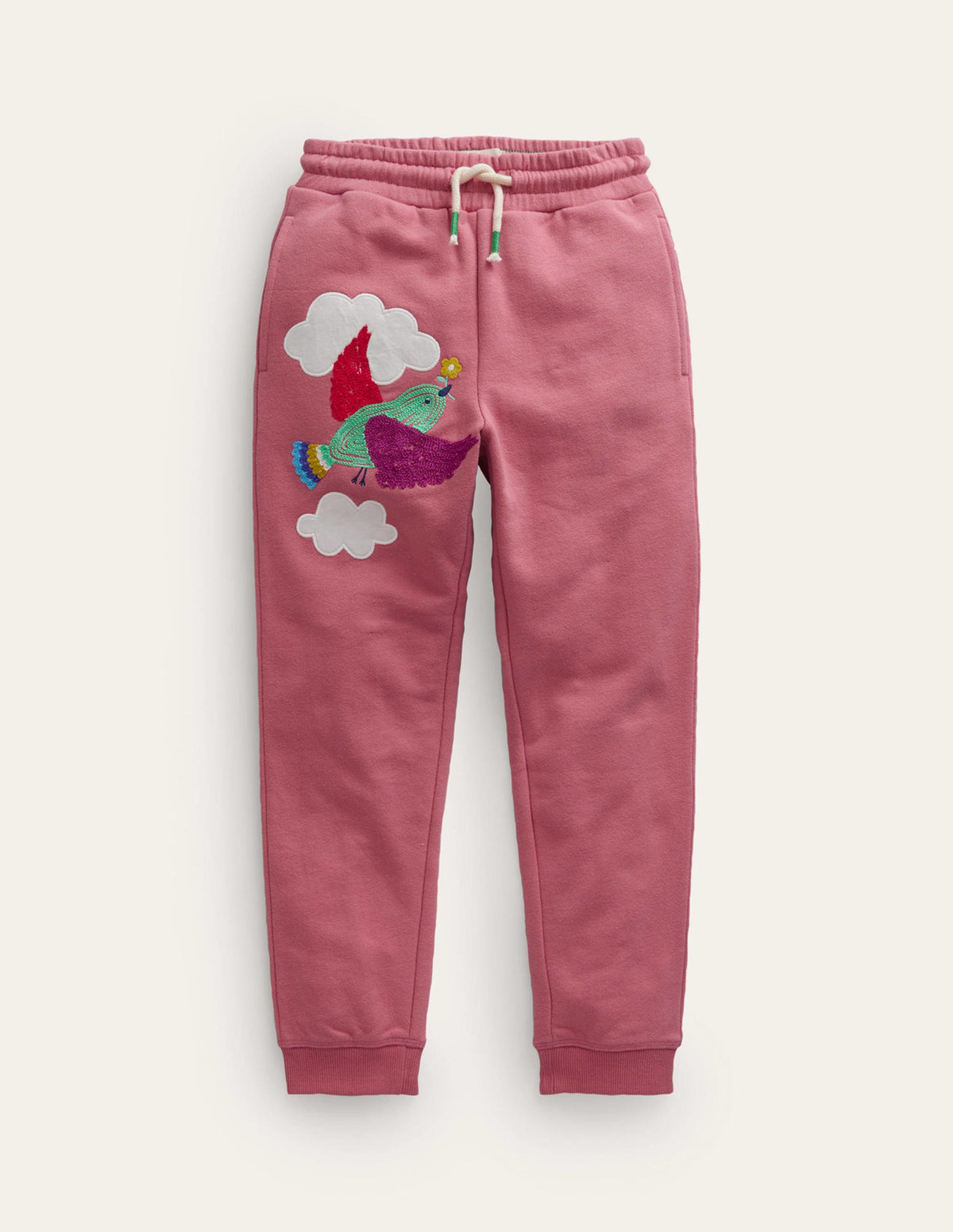 Appliqué Joggers-Cosmos Pink Bird - Image 1