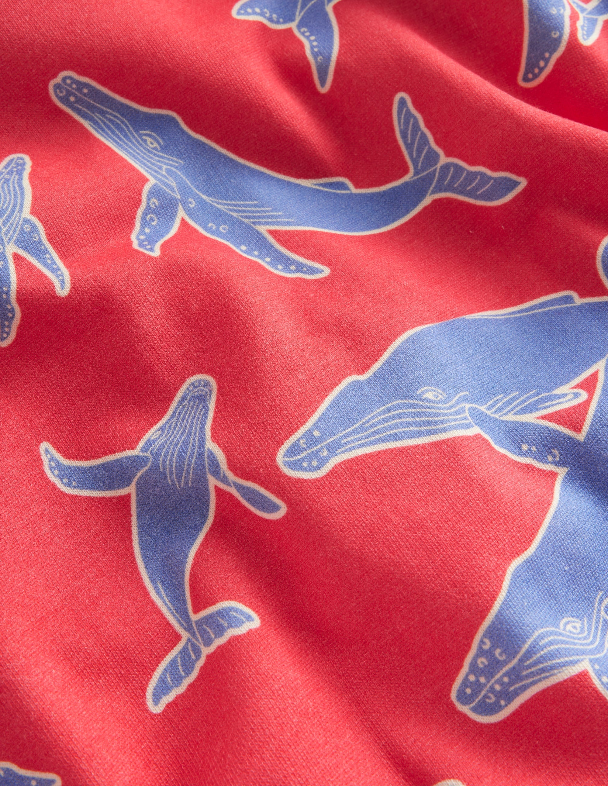 Printed Relaxed Sweatshirt-Jam Red Whales - Image 3