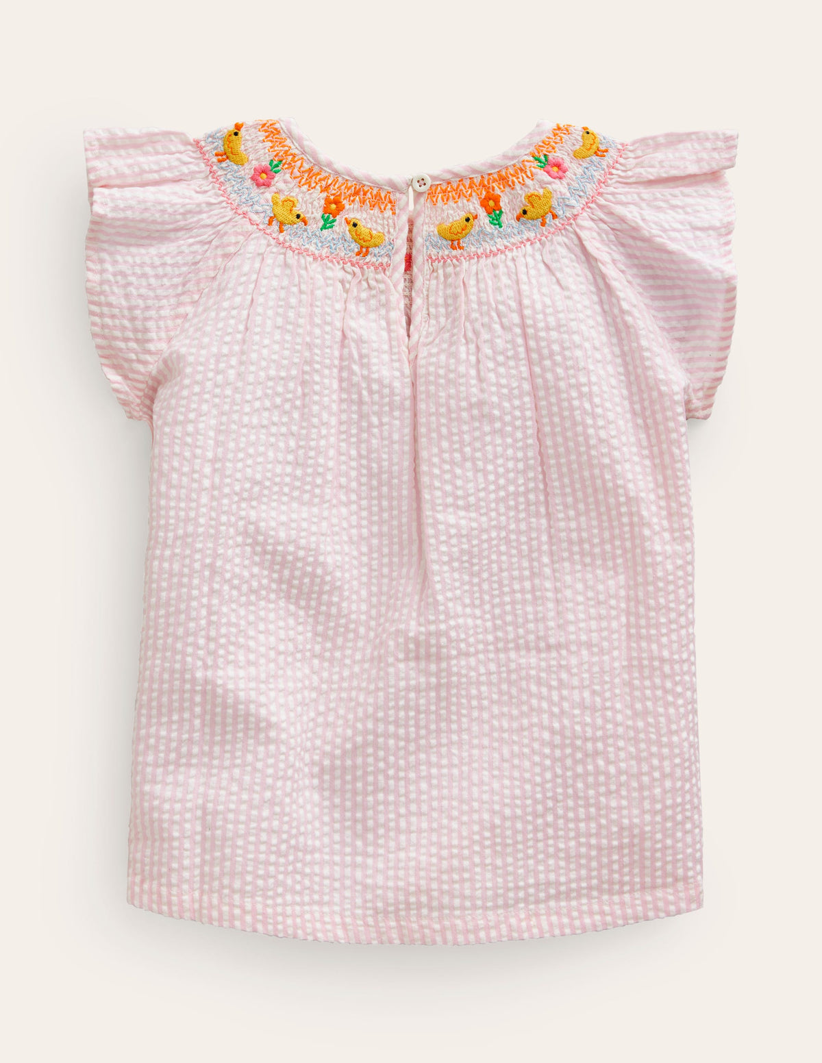 Embroidered Smocked Top-Sweet Pea / Ivory Stripe - Image 2