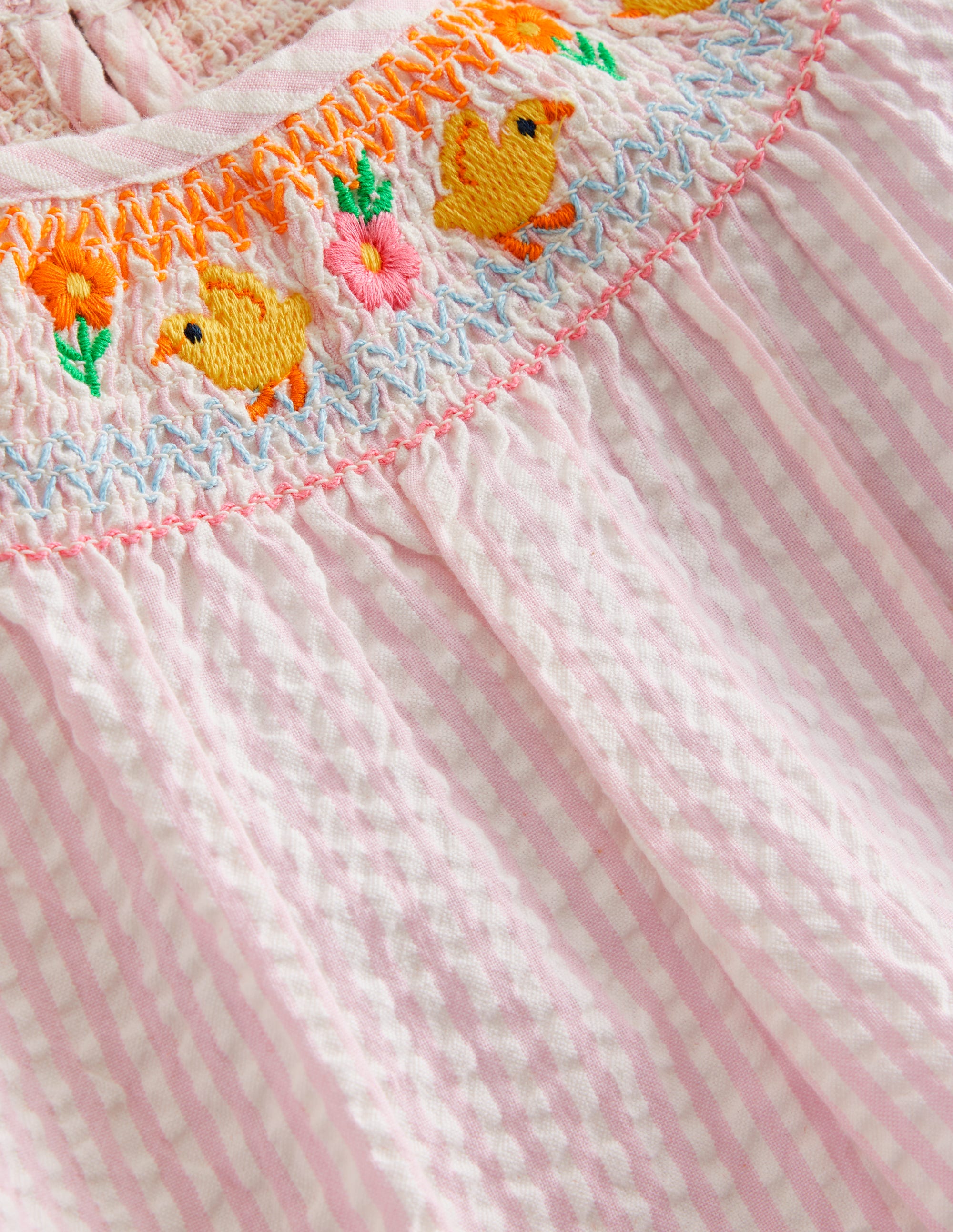 Embroidered Smocked Top-Sweet Pea / Ivory Stripe - Image 3