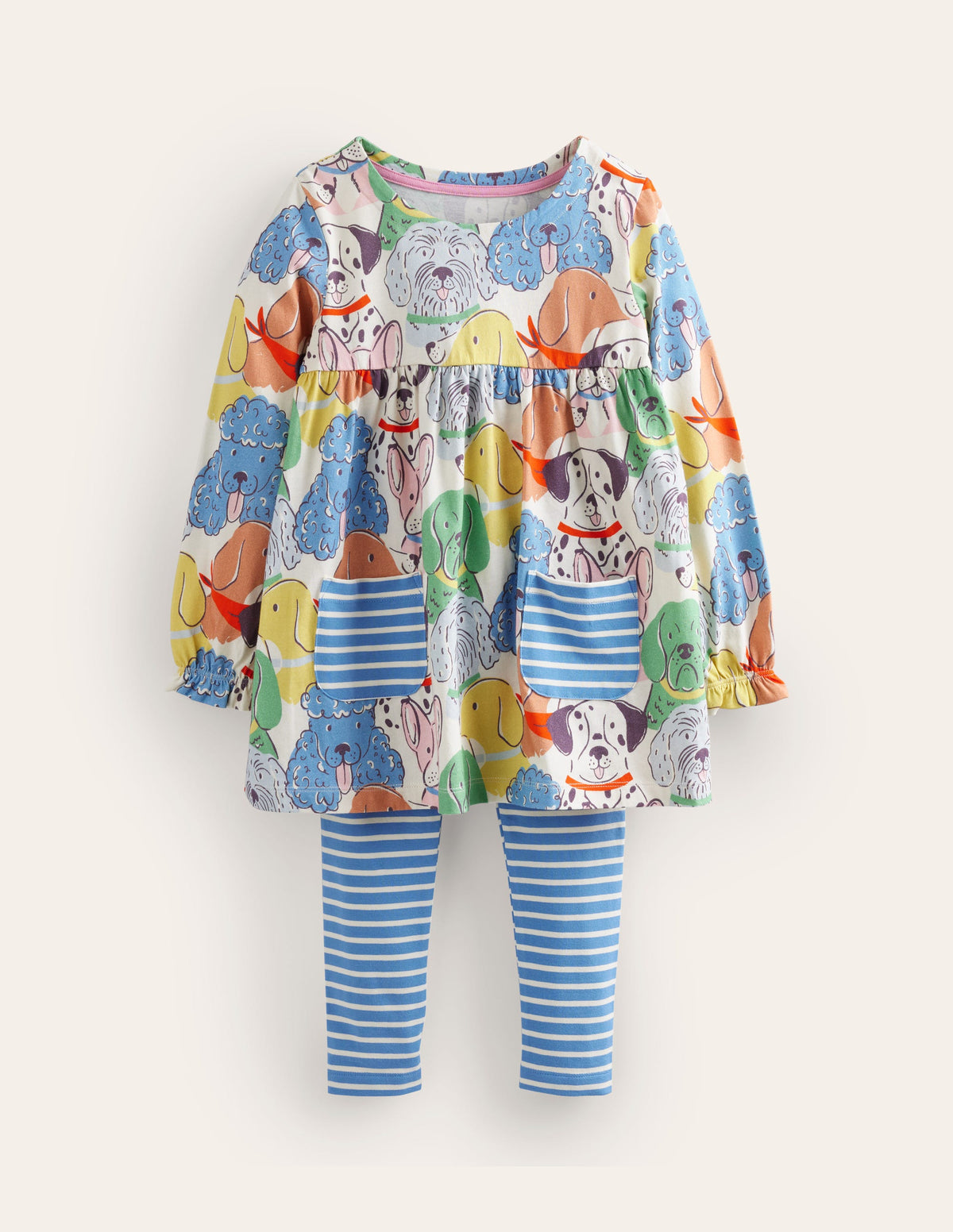 Long Sleeve Printed Tunic Set-Multi Dogs-1