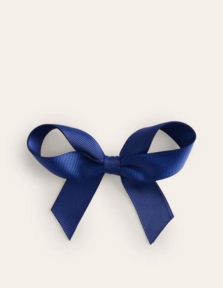 Grosgrain Hair Bow-College Navy