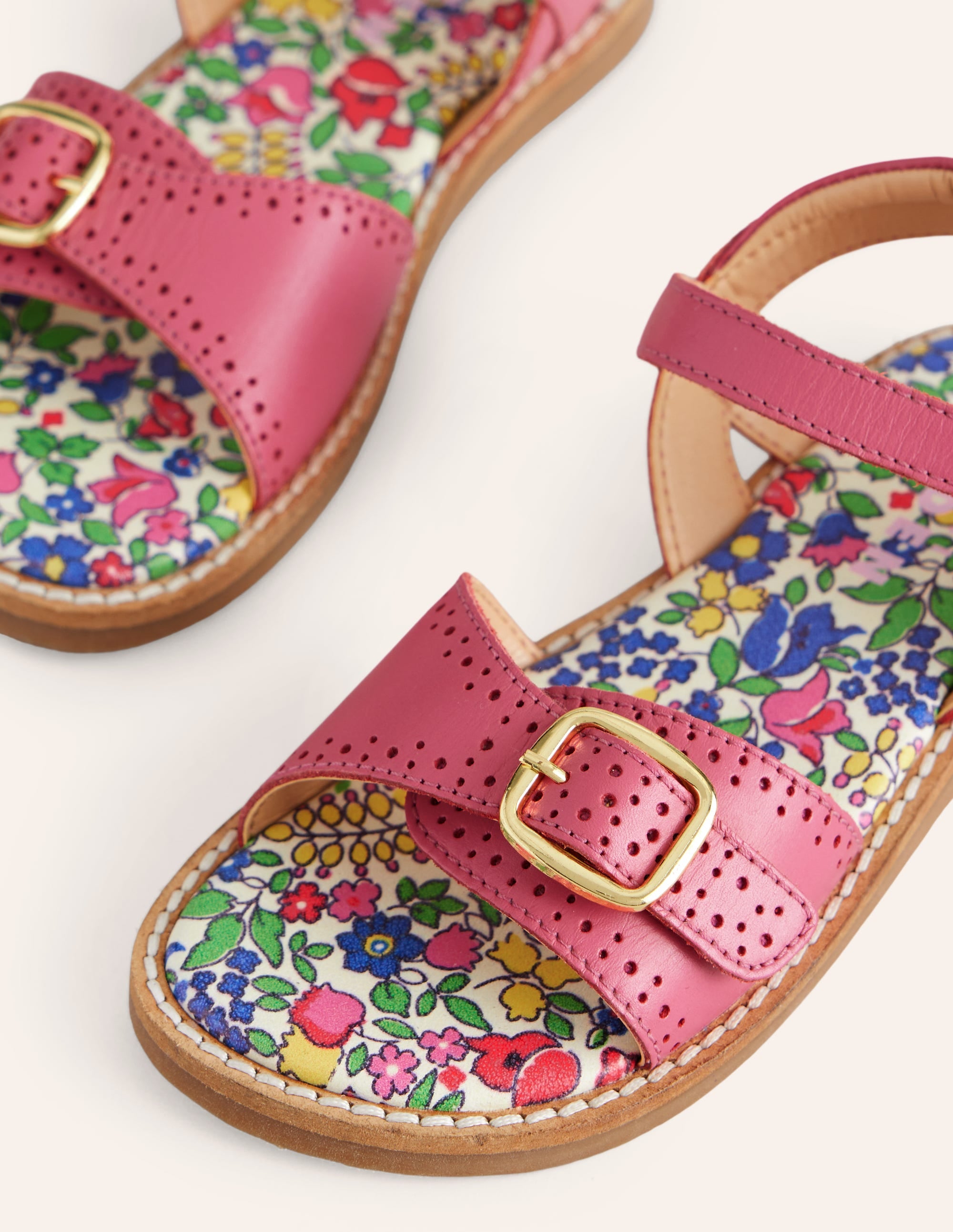 Leather Buckle Sandals-Pink - Image 3