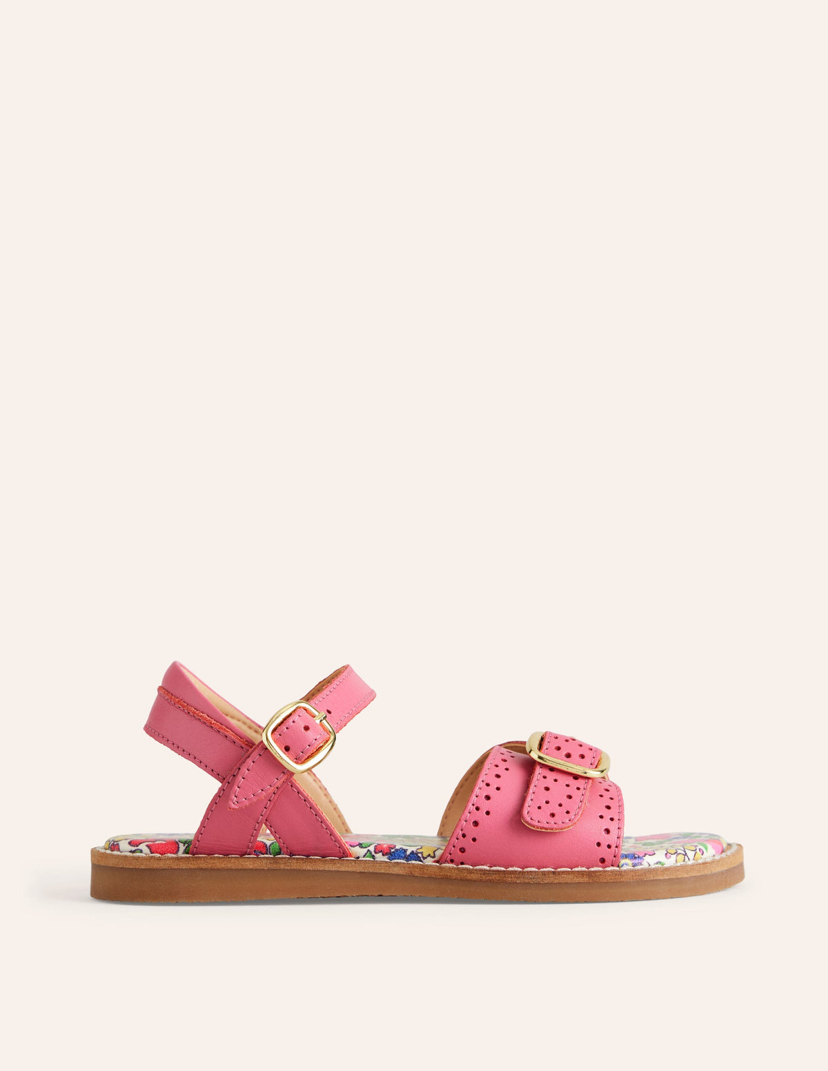 Leather Buckle Sandals-Pink - Image 1