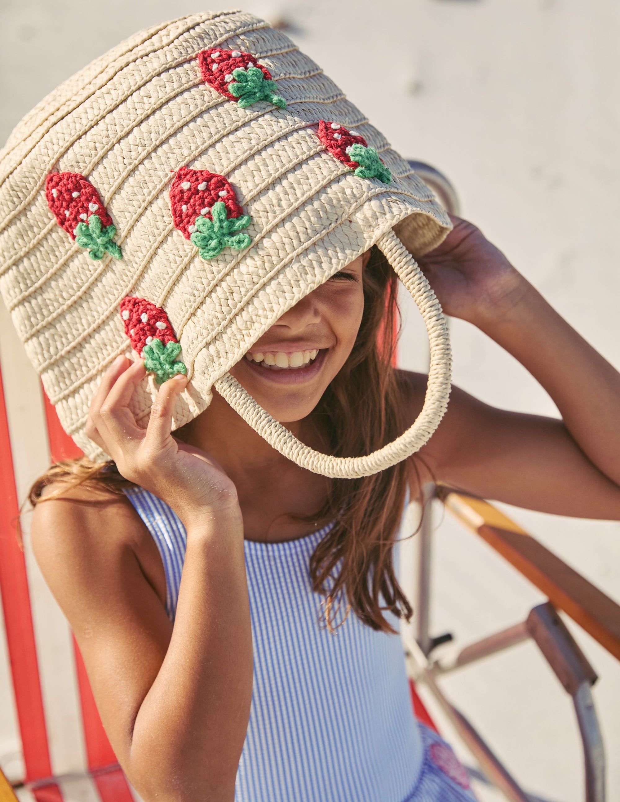 Basket Bag-Embroidered Strawberries - Image 3