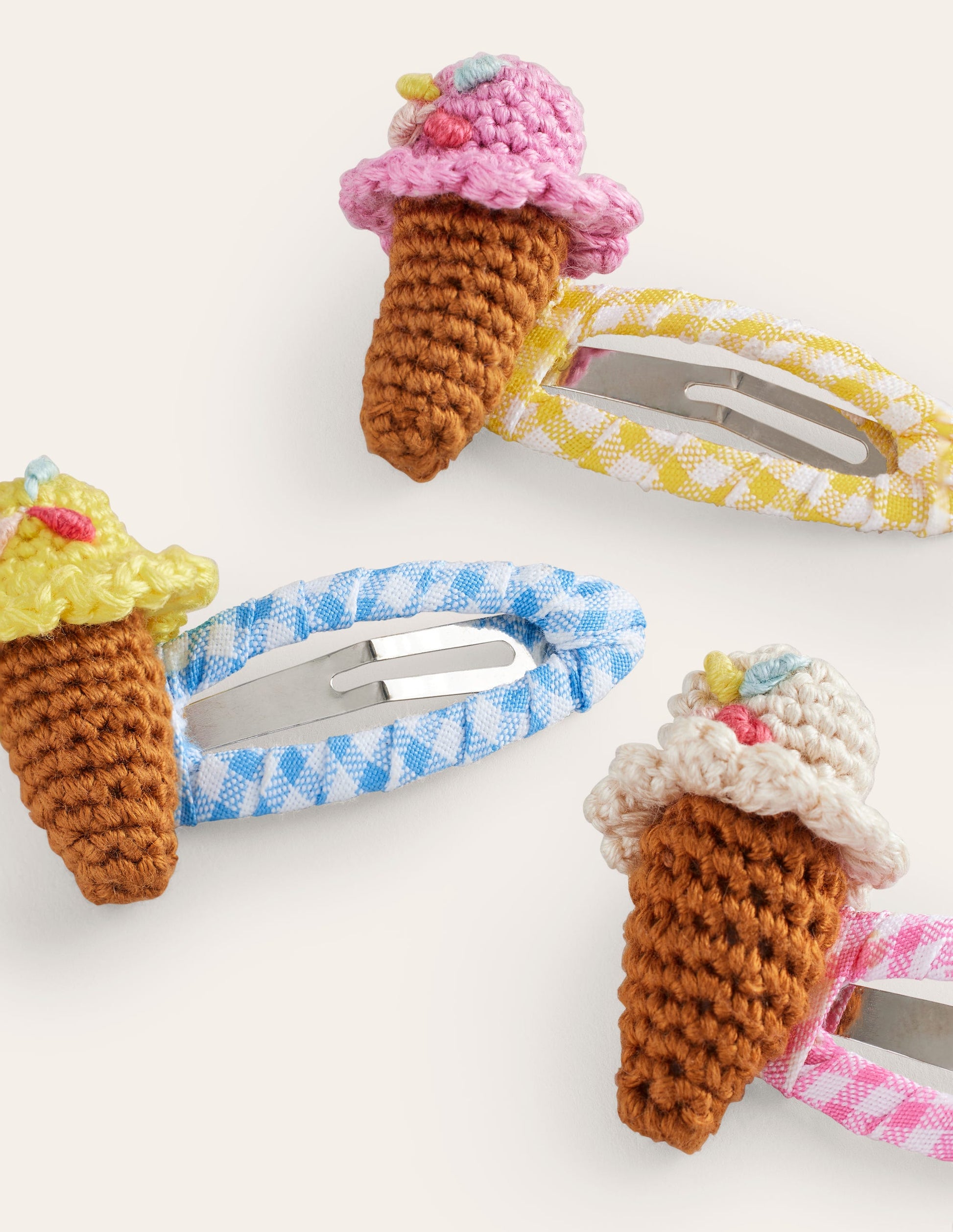 3 Pack Hair Clips-Gingham Ice Creams-2