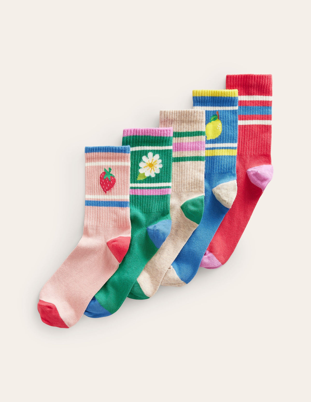 5-Pack Ribbed Socks-Motif Multi - Image 1