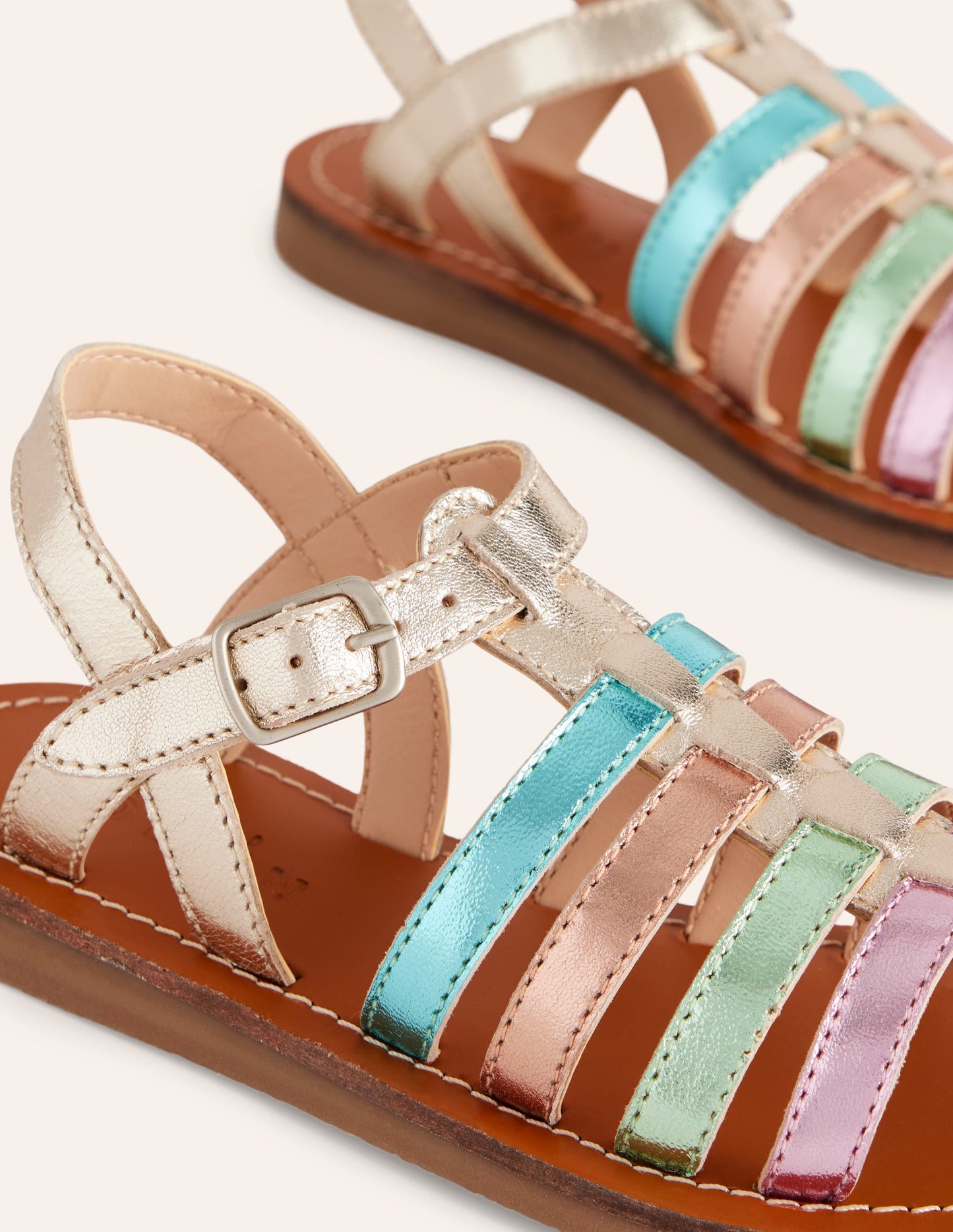 Strappy Metallic Sandals-Mutli Ombre Metallic