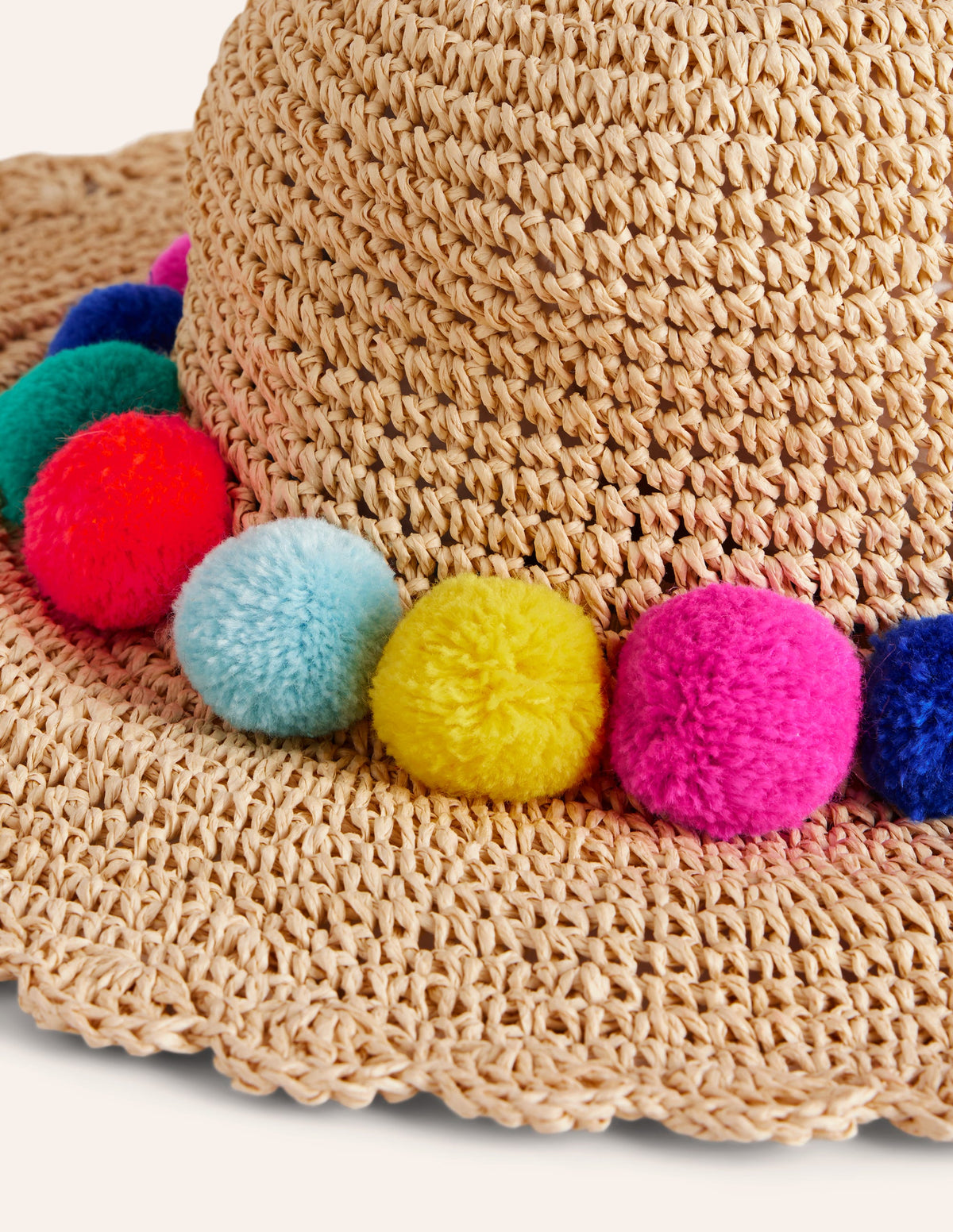 Multi Pom Straw Hat-Multi Poms-2