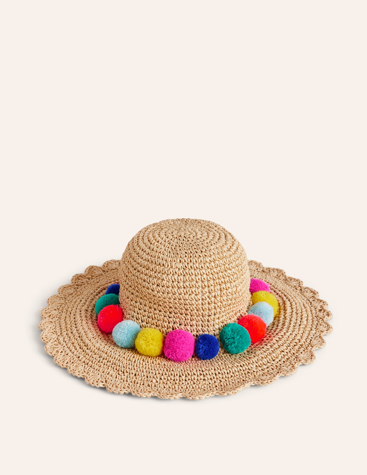 Multi Pom Straw Hat-Multi Poms - Image 1
