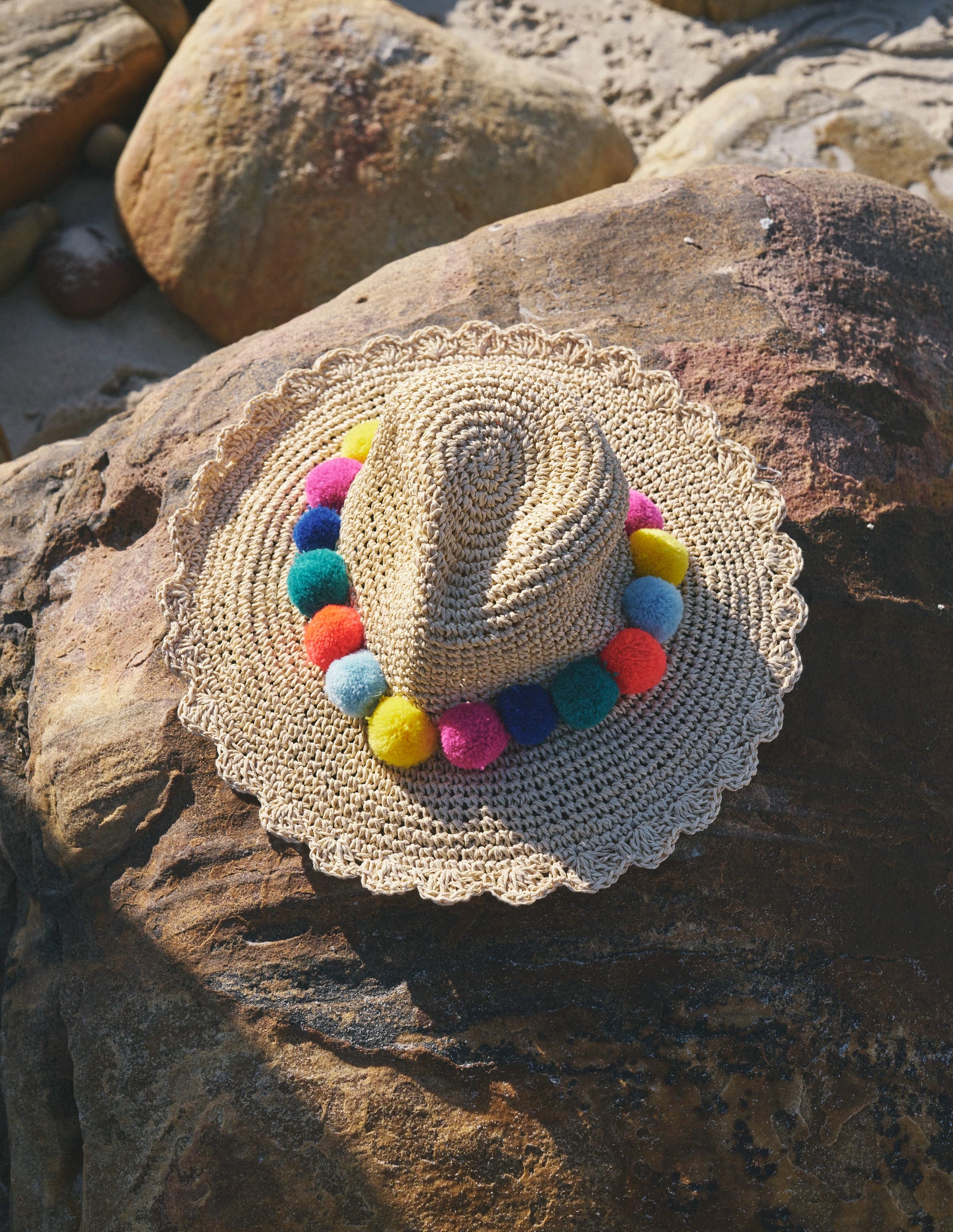 Multi Pom Straw Hat-Multi Poms-3