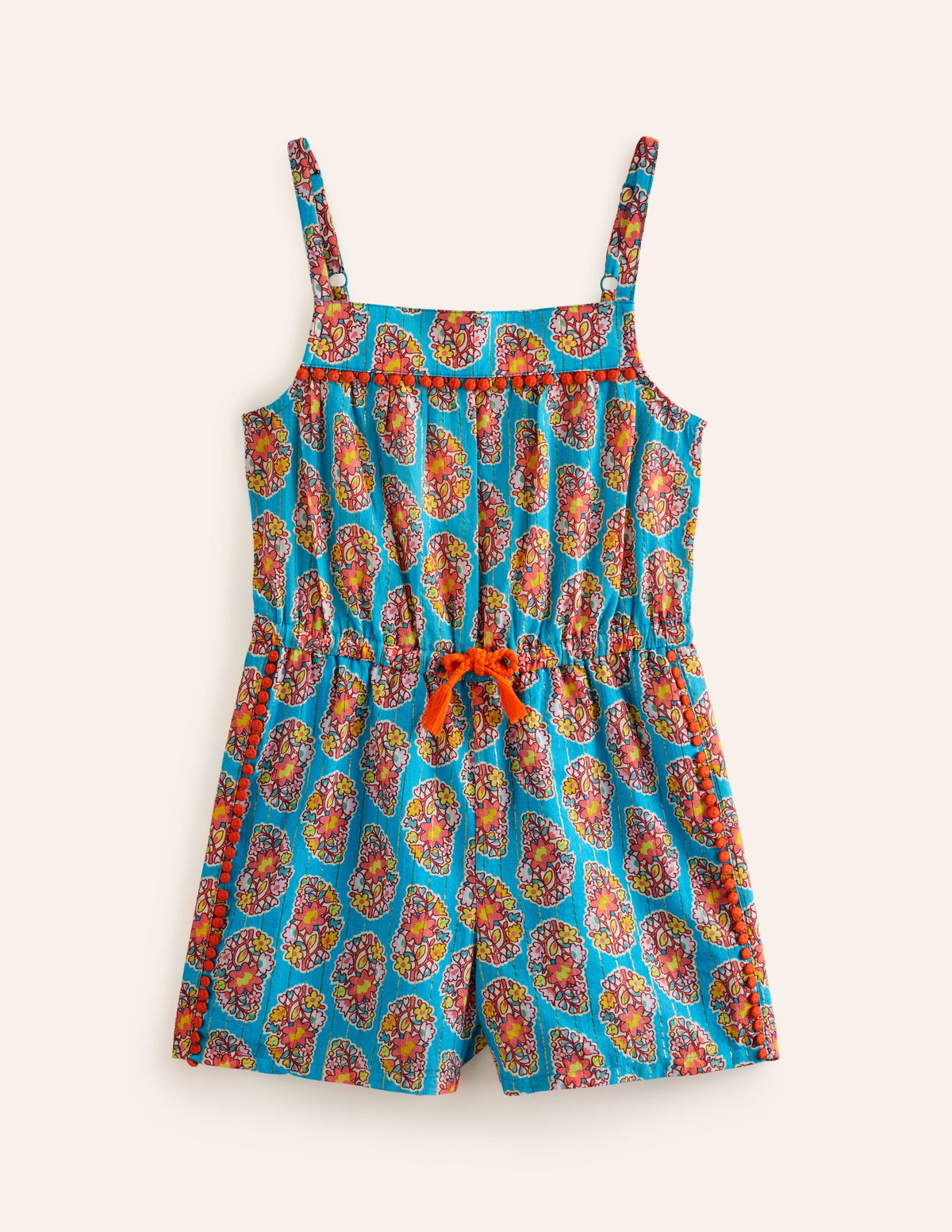Woven Vacation Romper-Azure Blue Paisley - Image 1
