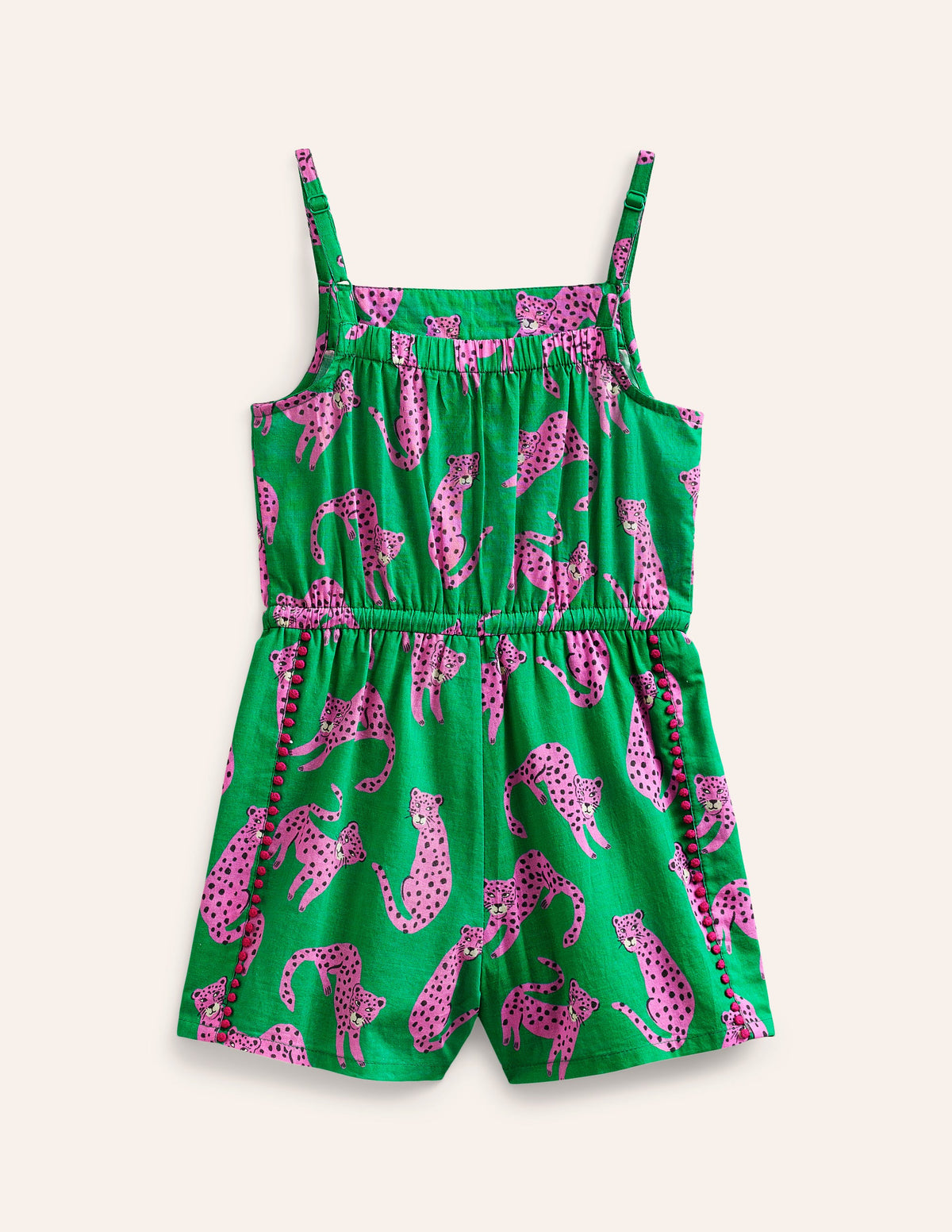 Woven Vacation Romper-Green Leopard - Image 2