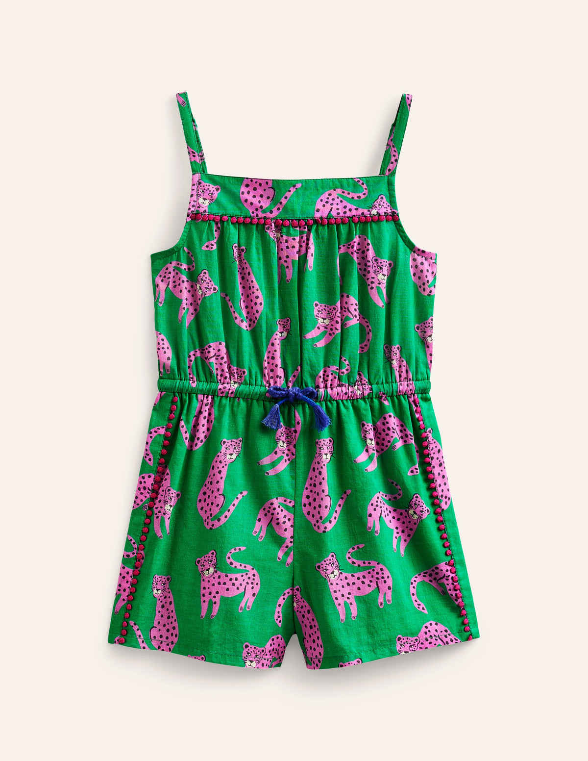 Woven Vacation Romper-Green Leopard - Image 1
