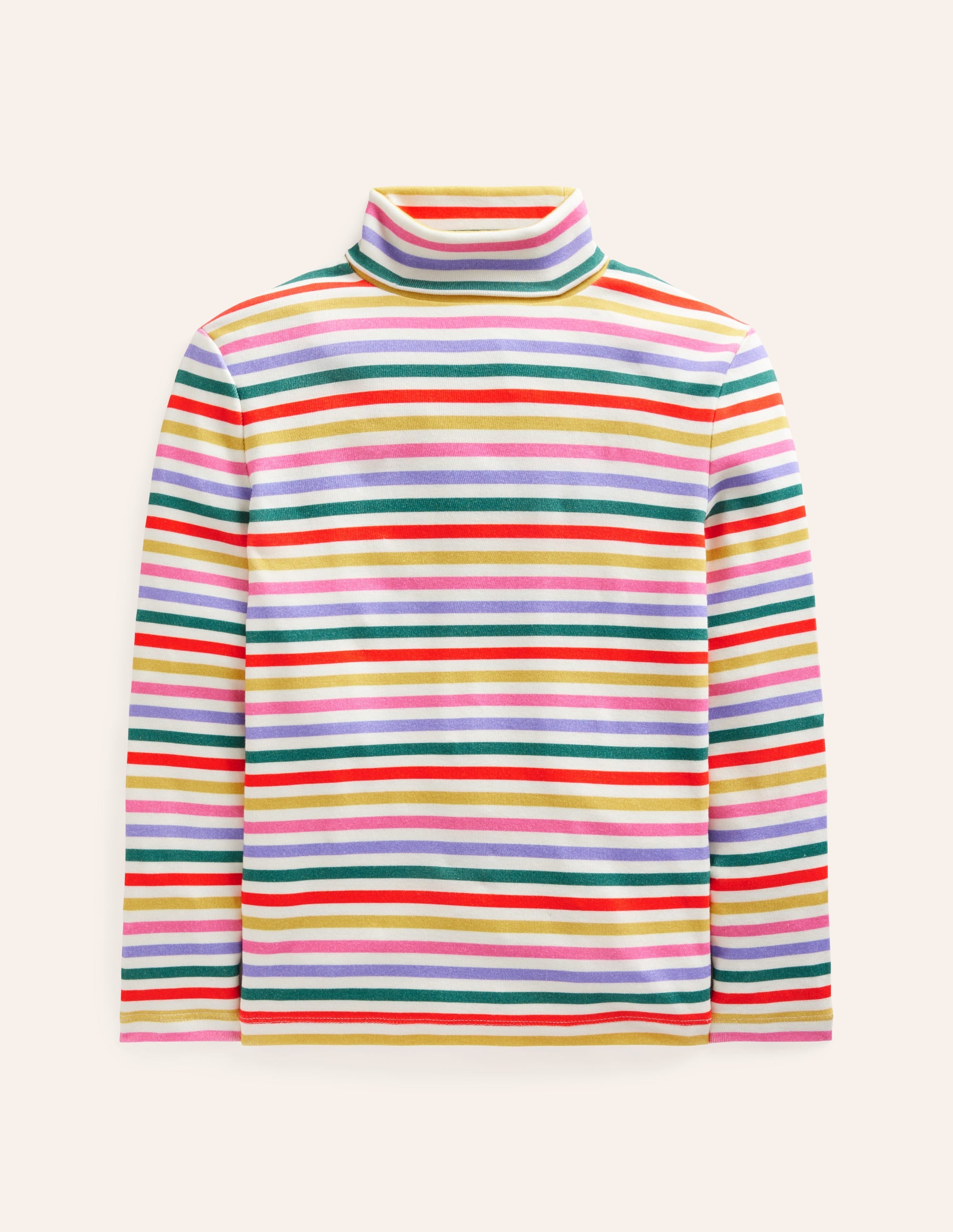 Super Soft Roll Neck Top-Multi Stripe - Image 1