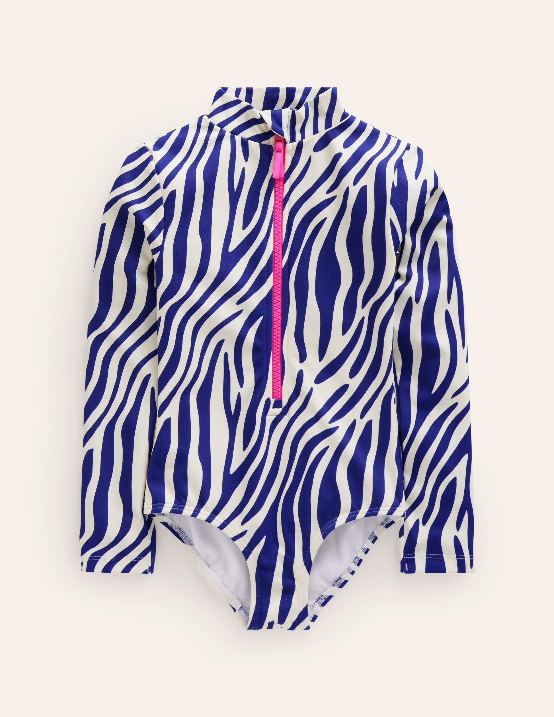 Long-sleeved Swimsuit-Sapphire Blue Zebra-1