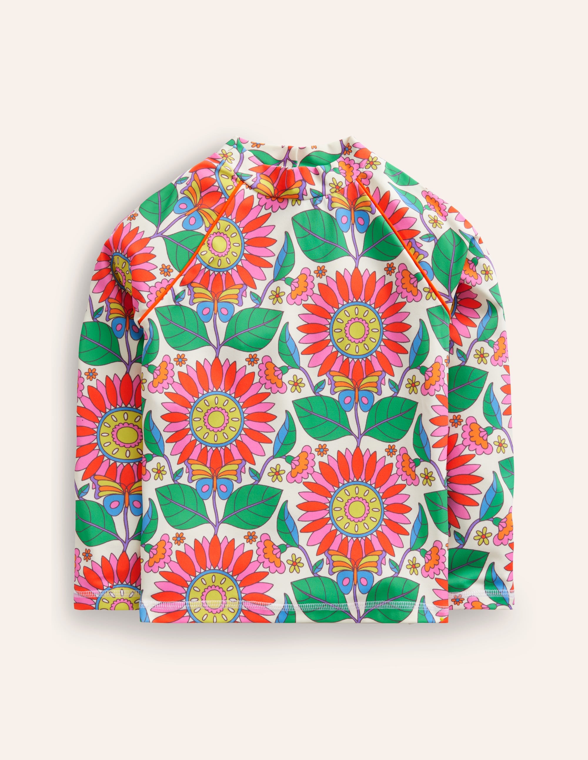 Patterned Rash Guard-Multi Daisy Vine - Image 1