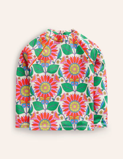 Patterned Rash Guard-Multi Daisy Vine-1