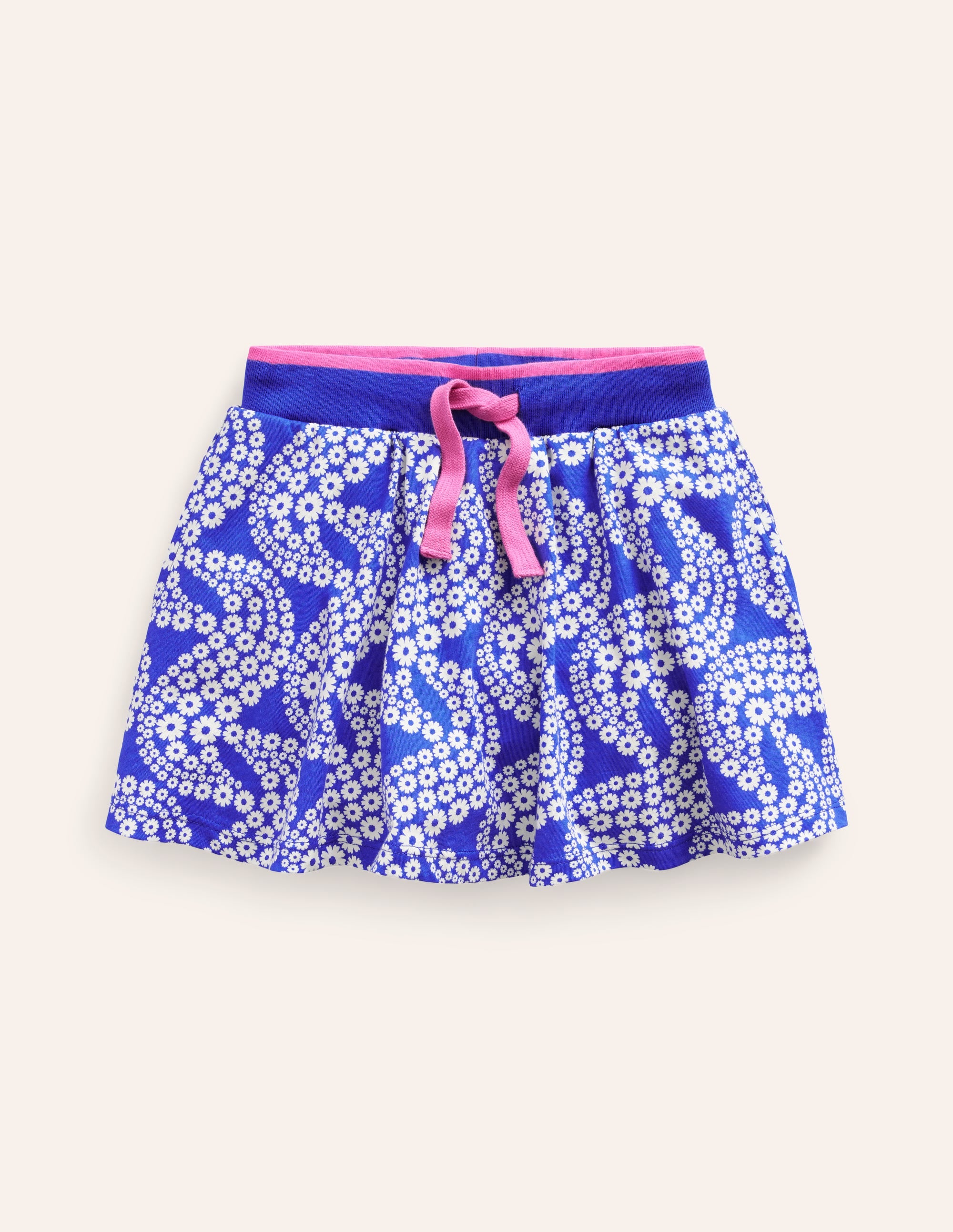 Printed Jersey Skort-Greek Blue Daisy Wave - Image 1