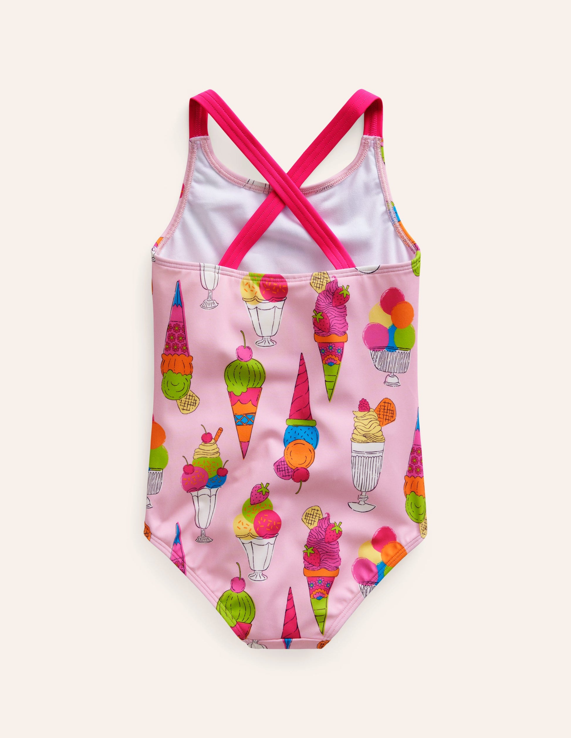 Cross-back Printed Swimsuit-Pink Ice Creams-2