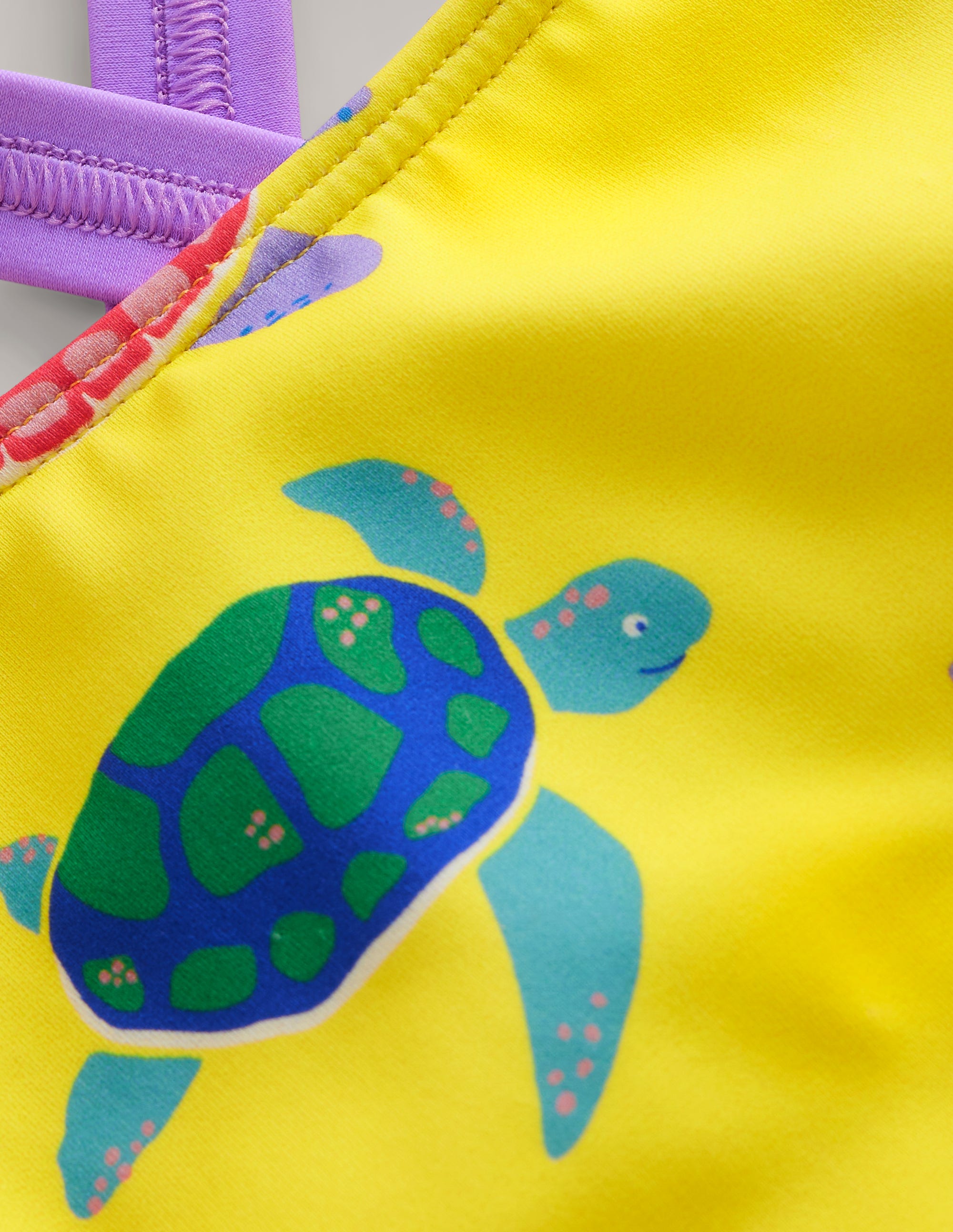 Cross-back Printed Swimsuit-Zest Yellow Turtles - Image 3
