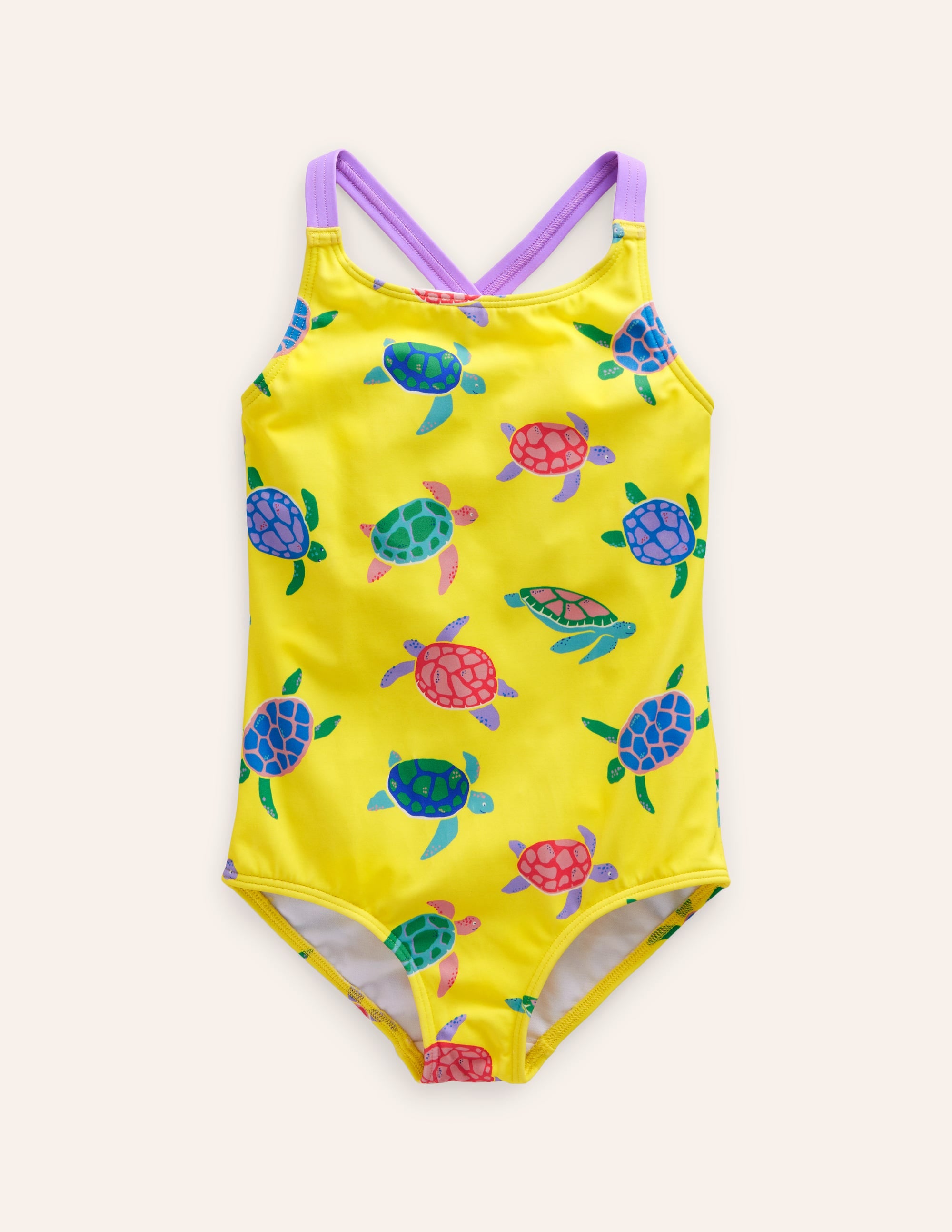 Cross-back Printed Swimsuit-Zest Yellow Turtles - Image 1