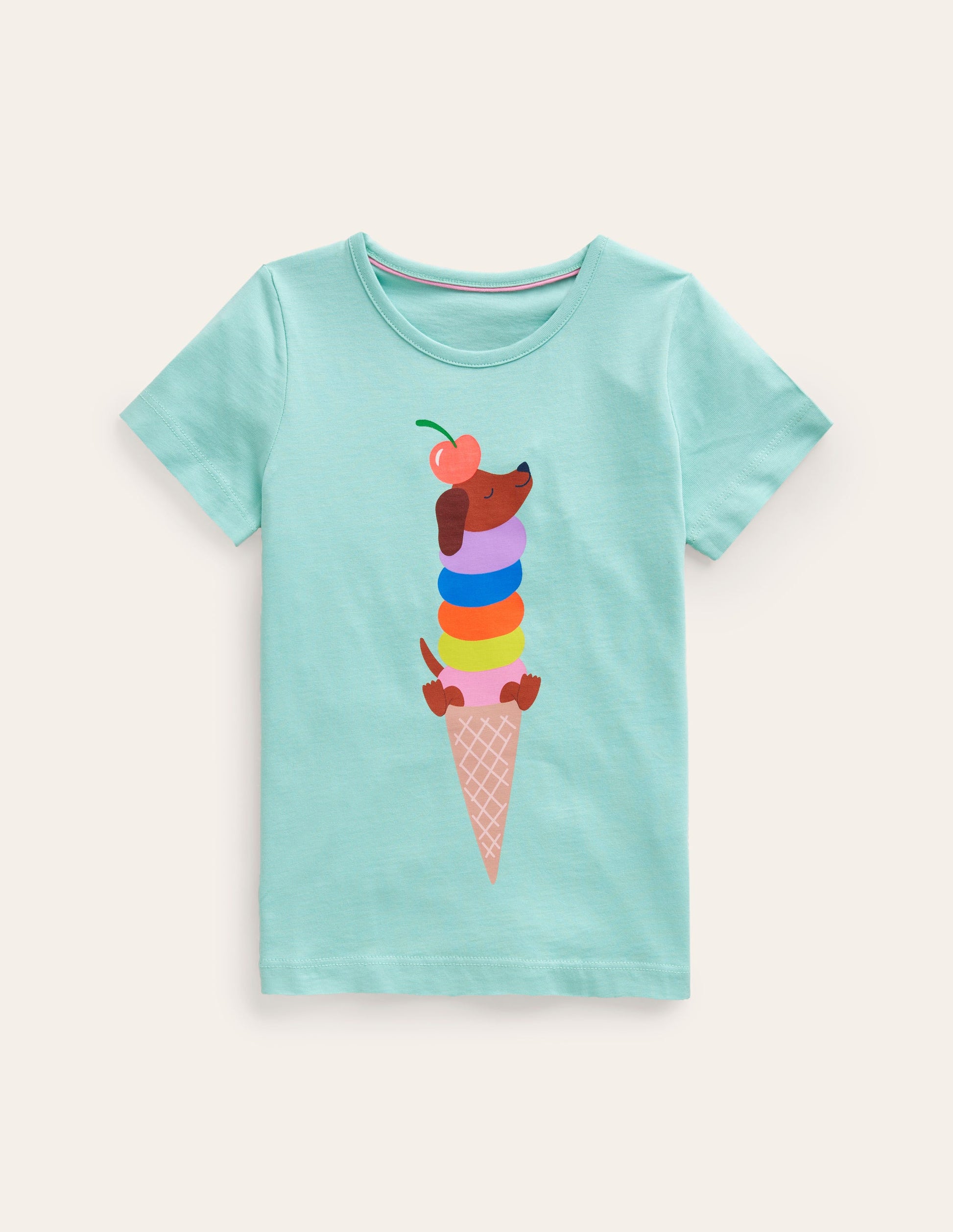 Printed Graphic T-Shirt-Fountain Green Ice Cream-1