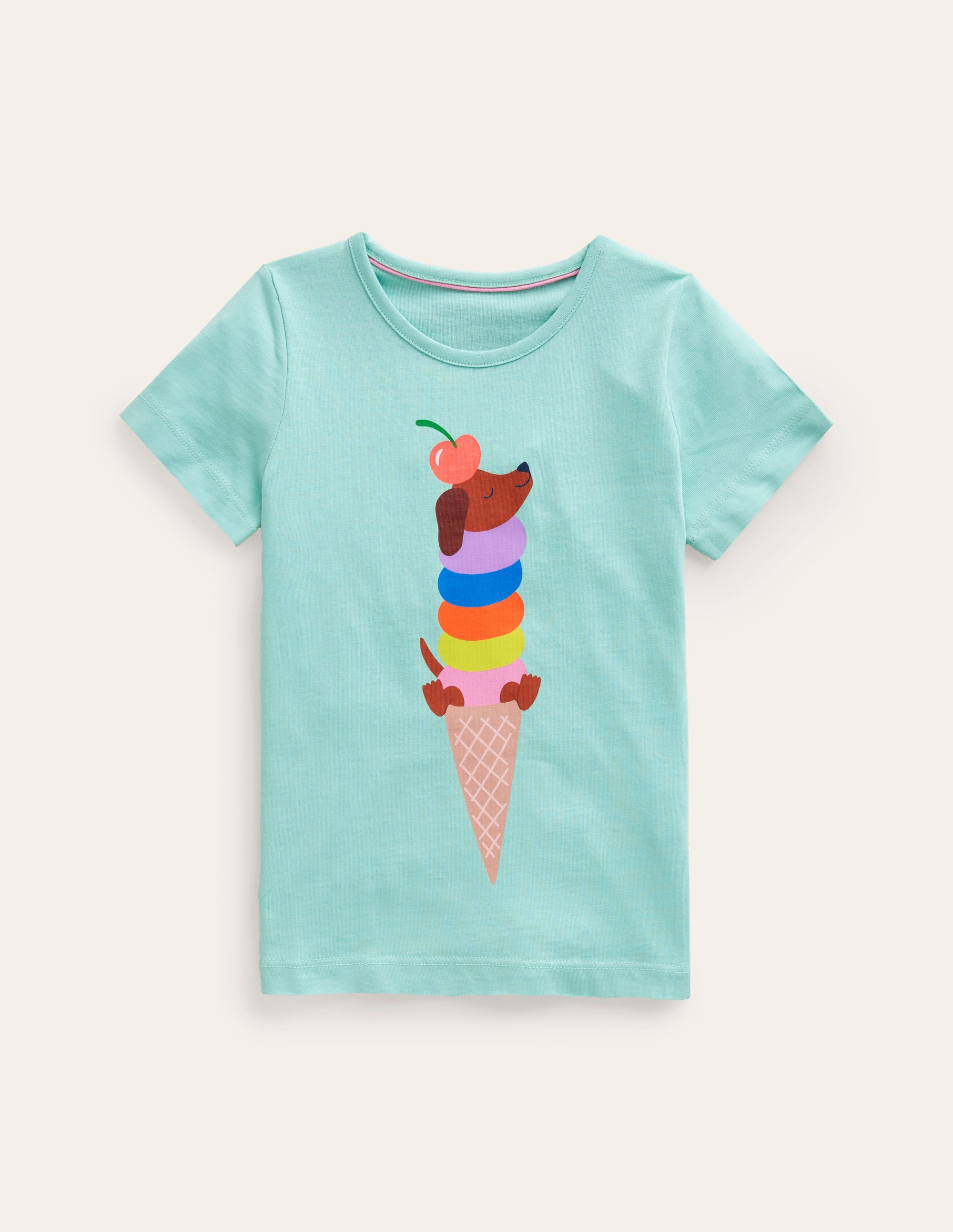 Printed Graphic T-Shirt-Fountain Green Ice Cream - Image 1