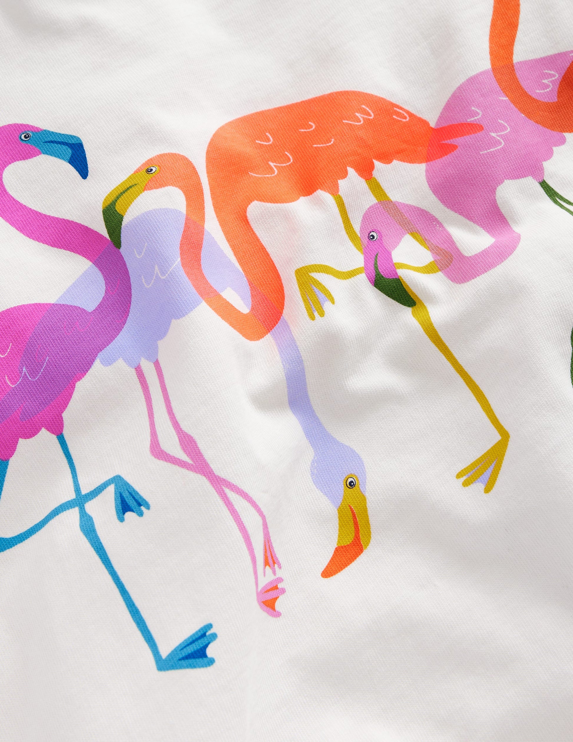 Printed Graphic T-Shirt-Ivory Flamingos-2