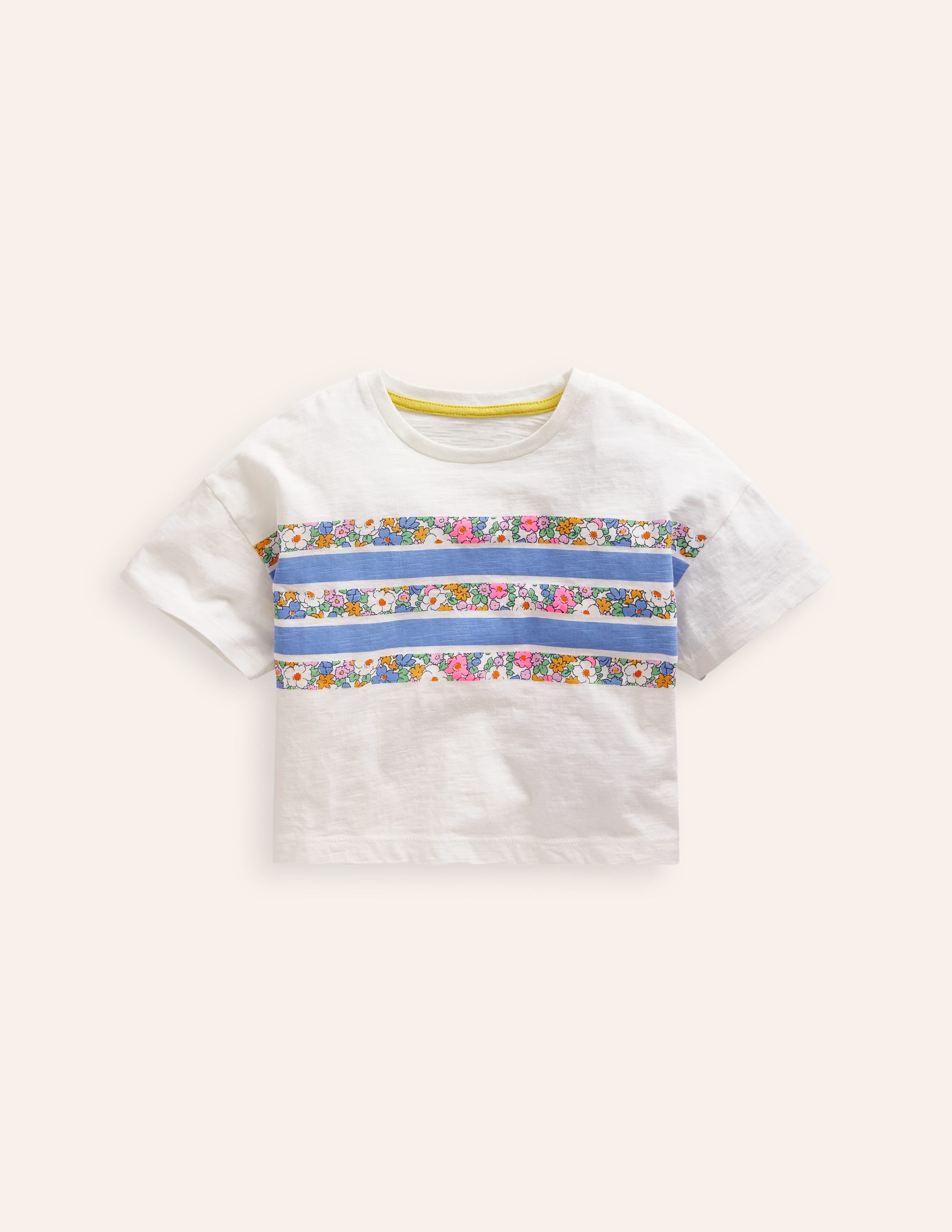 Relaxed T-shirt-Floral Placement Stripe - Image 1