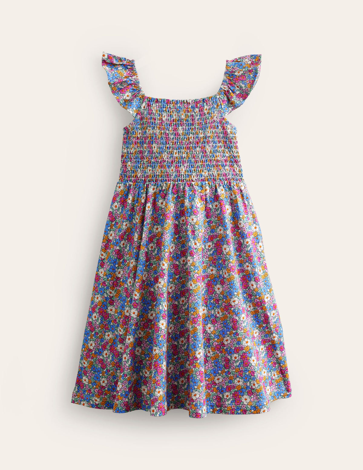 Shirred Jersey Dress-Festival Pink Nautical Floral - Image 2