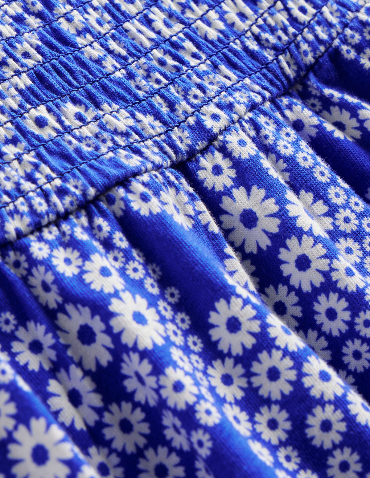 Shirred Jersey Dress-Greek Blue Daisy Wave-3