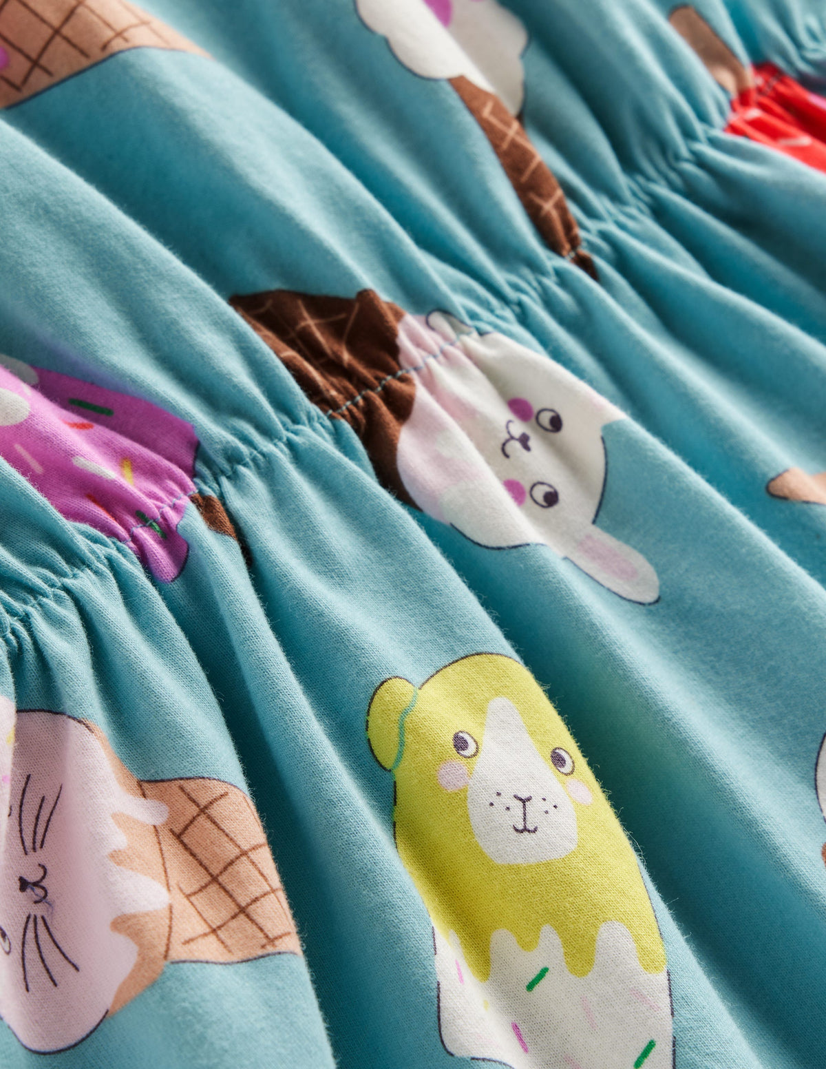 Frill Sleeve Jersey Dress-Aqua Sea Ice Creams - Image 3