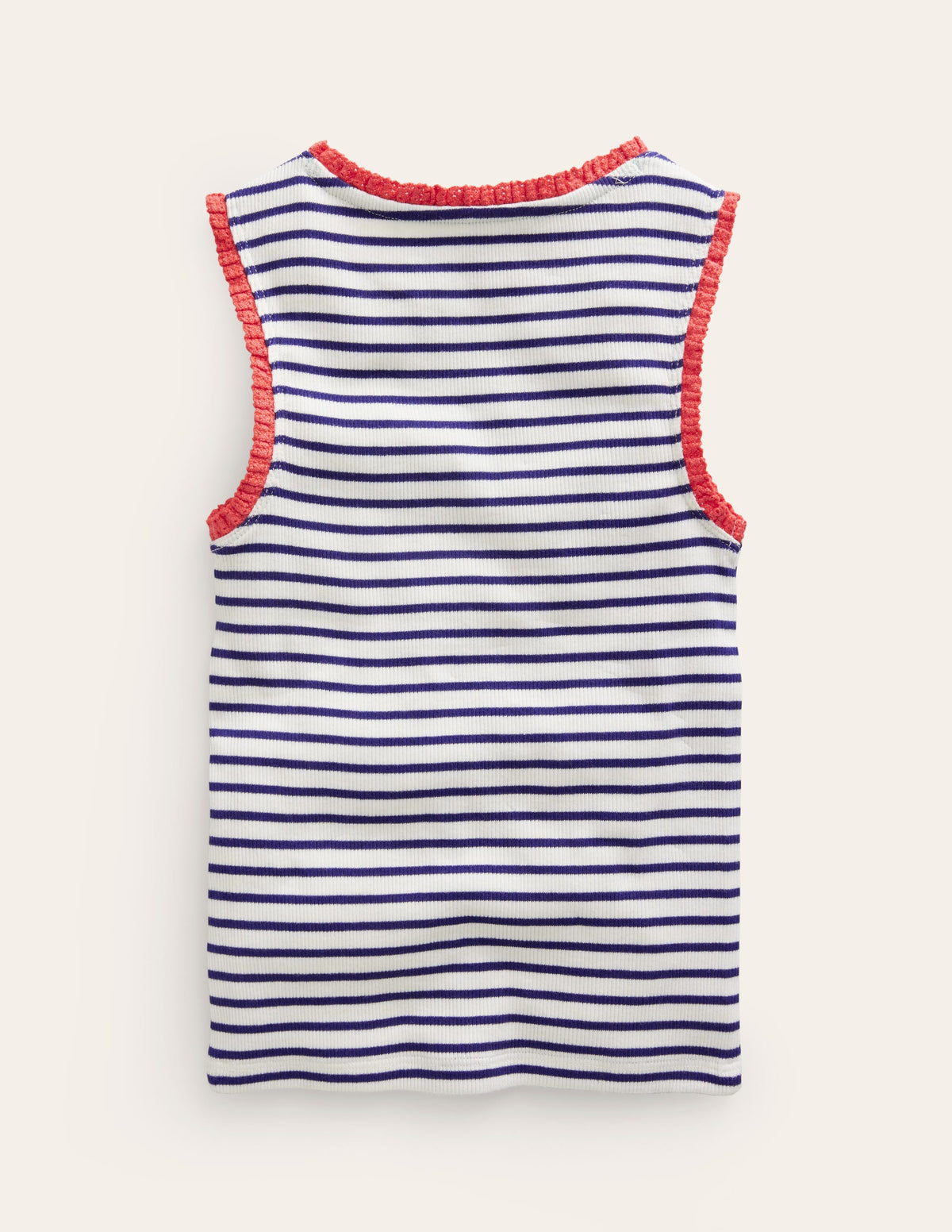 Ribbed Lace Trim Vest-Ivory/ Sapphire Blue Stripe-2