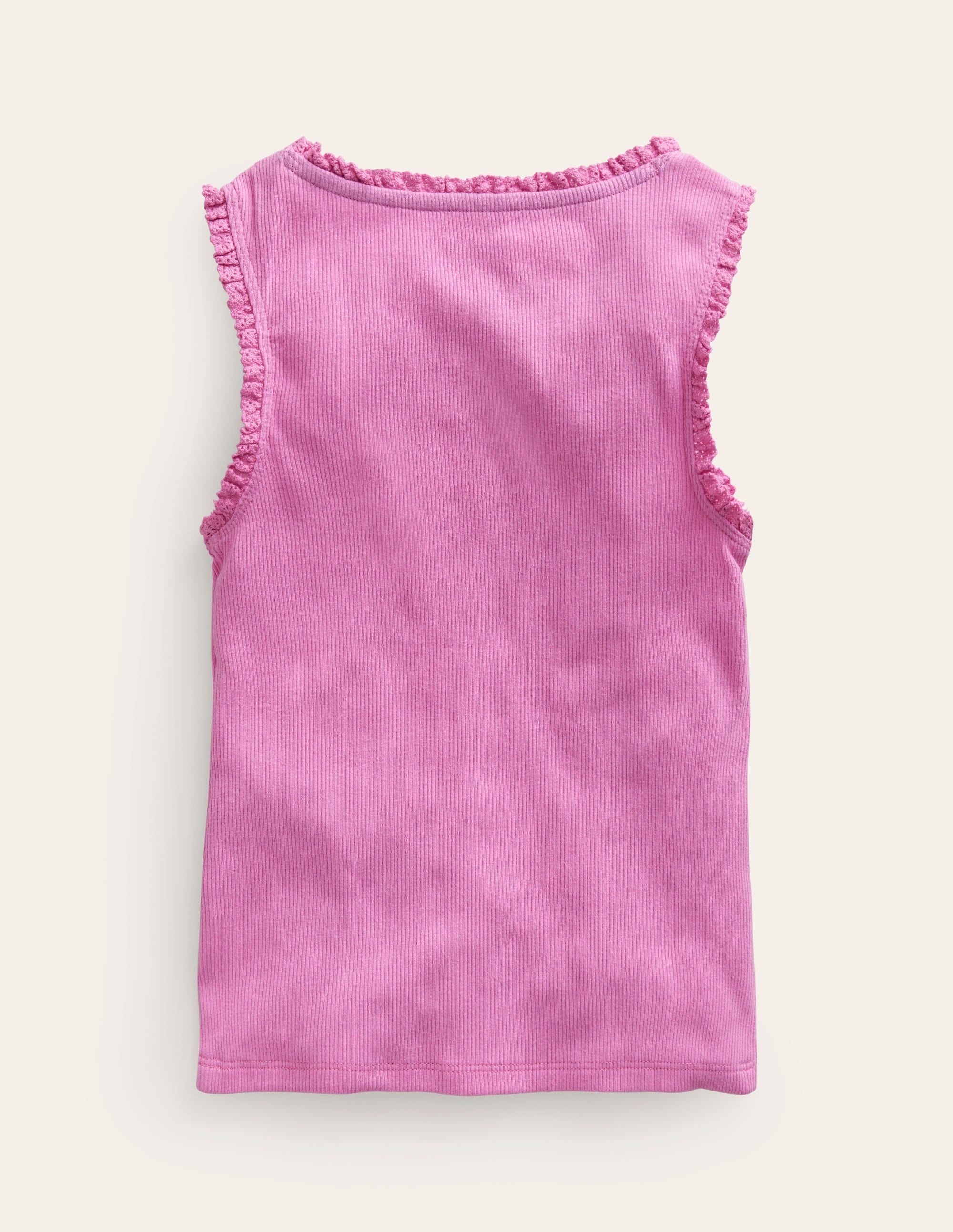 Ribbed Lace Trim Vest-Peony Pink - Image 2