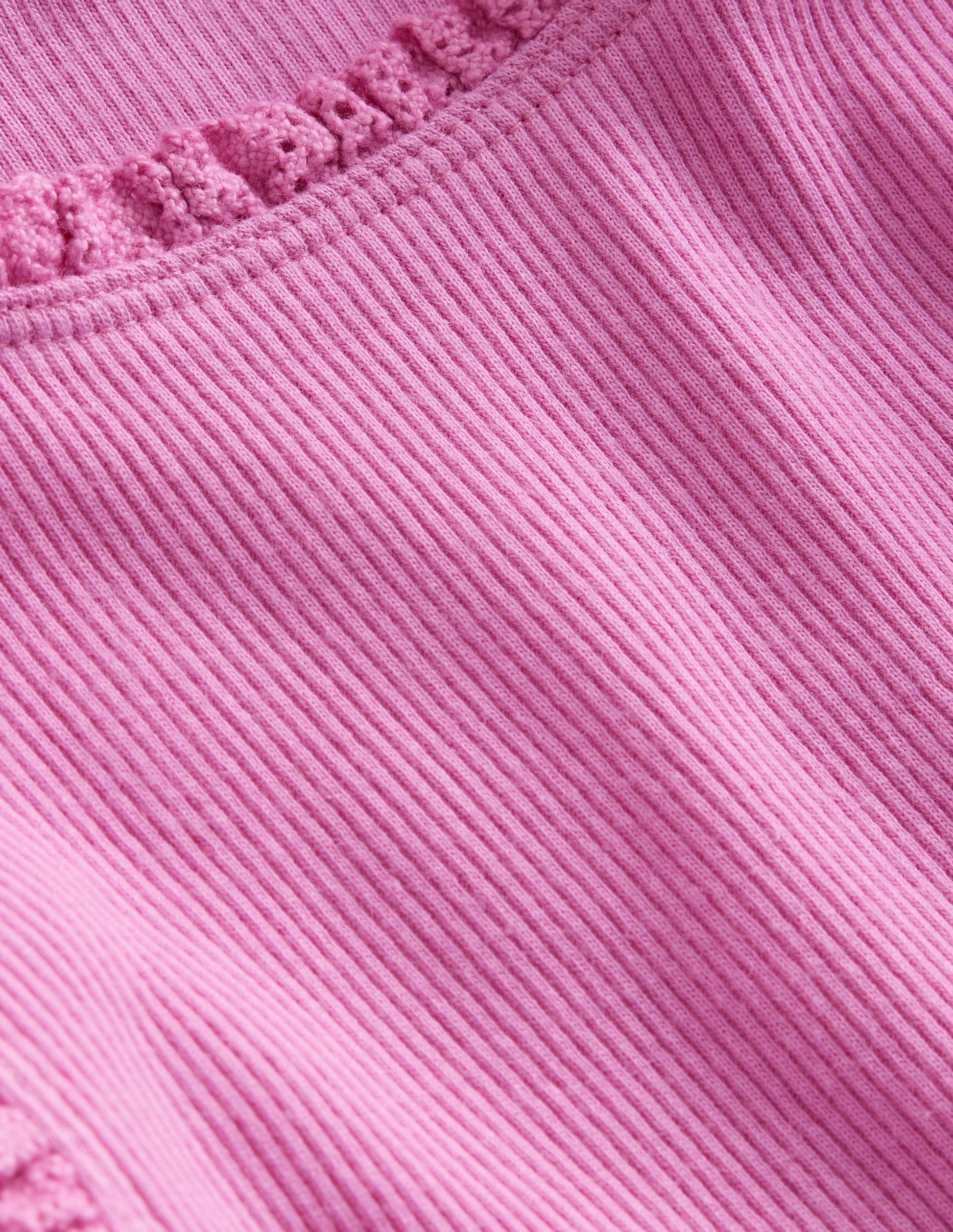 Ribbed Lace Trim Vest-Peony Pink-3