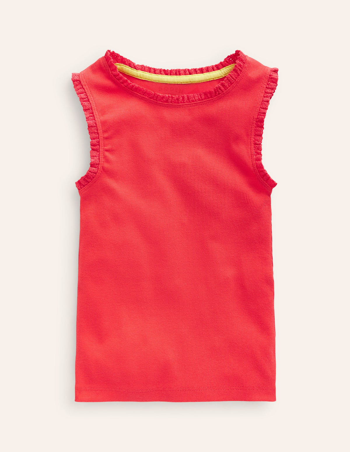 Ribbed Lace Trim Vest-Jam Red - Image 1