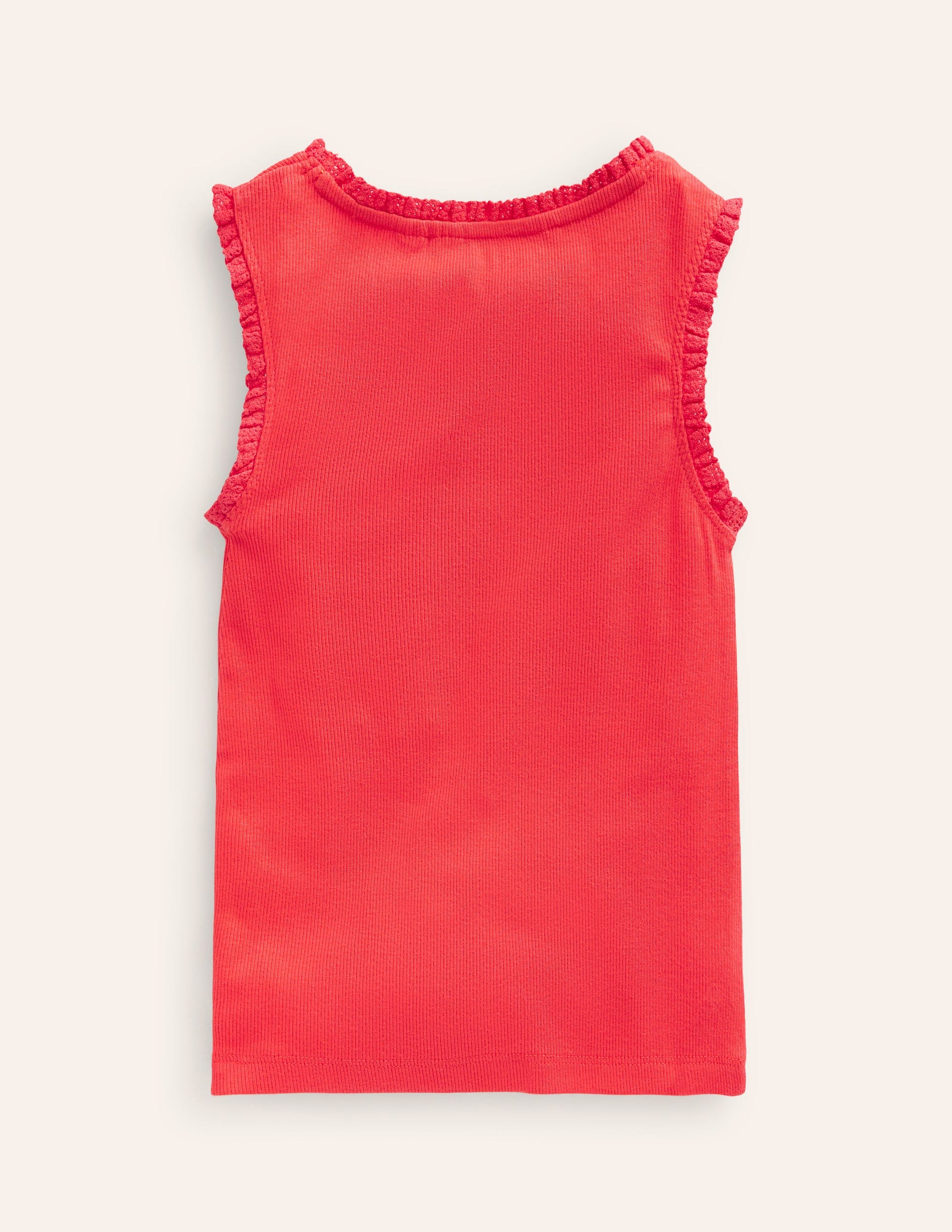 Ribbed Lace Trim Vest-Jam Red-2