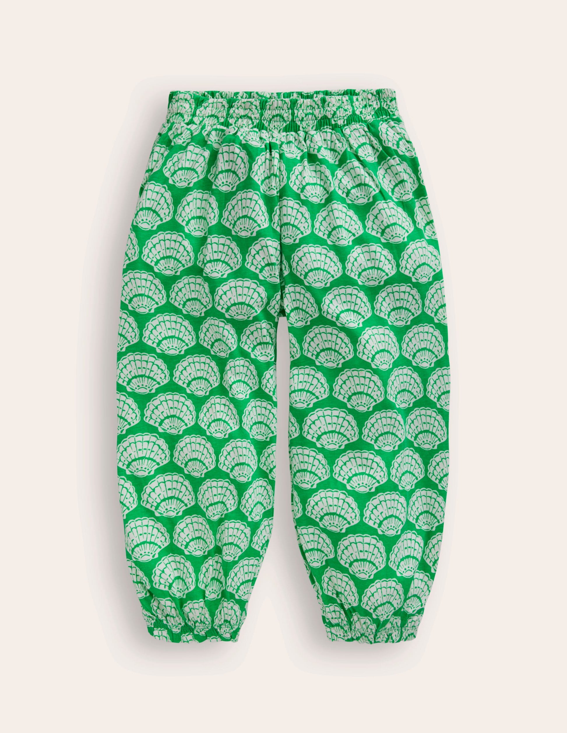 Jersey Harem Pants-Pea Green Seashells-1