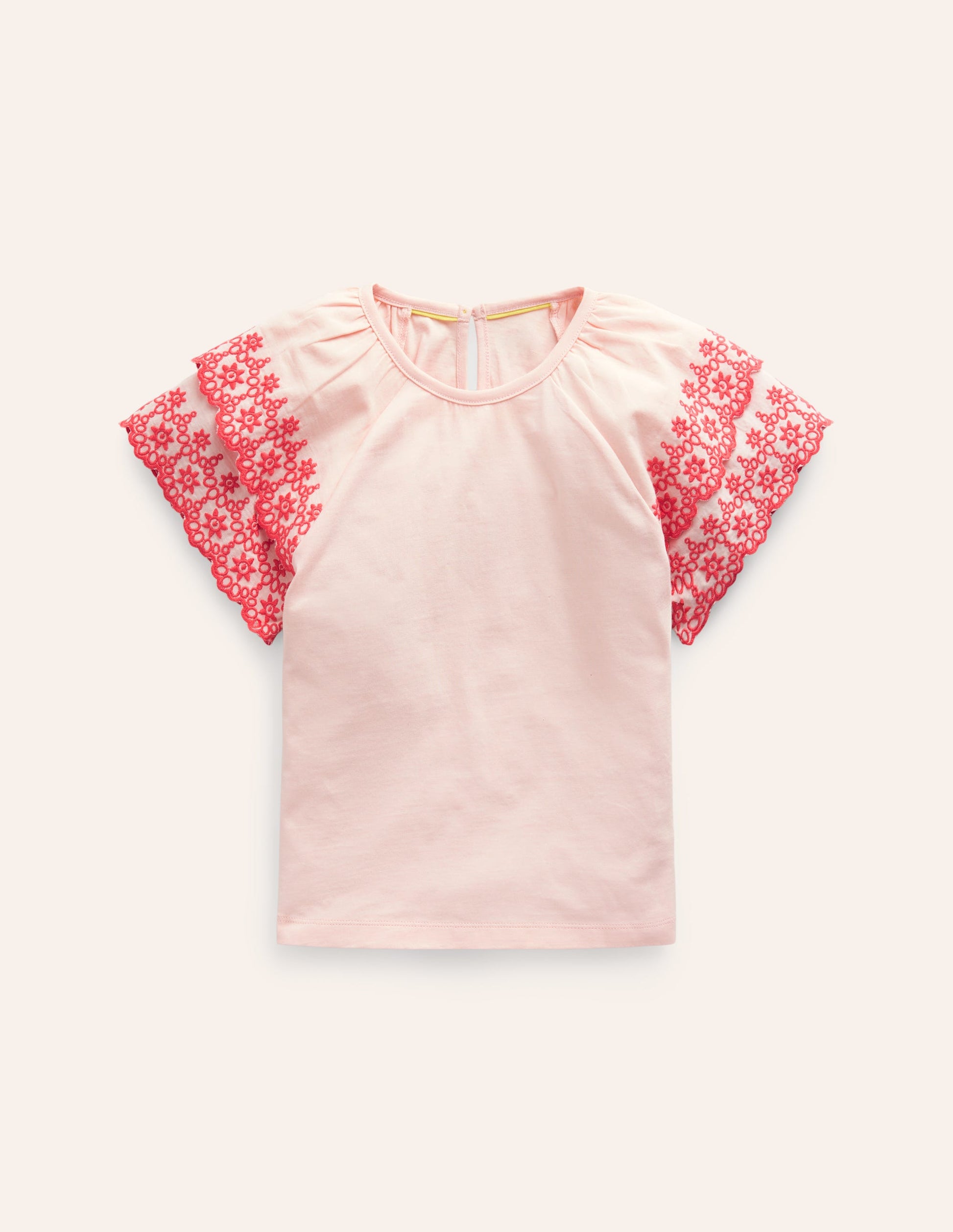 Broderie Mix T-shirt-Pink/Coral-1