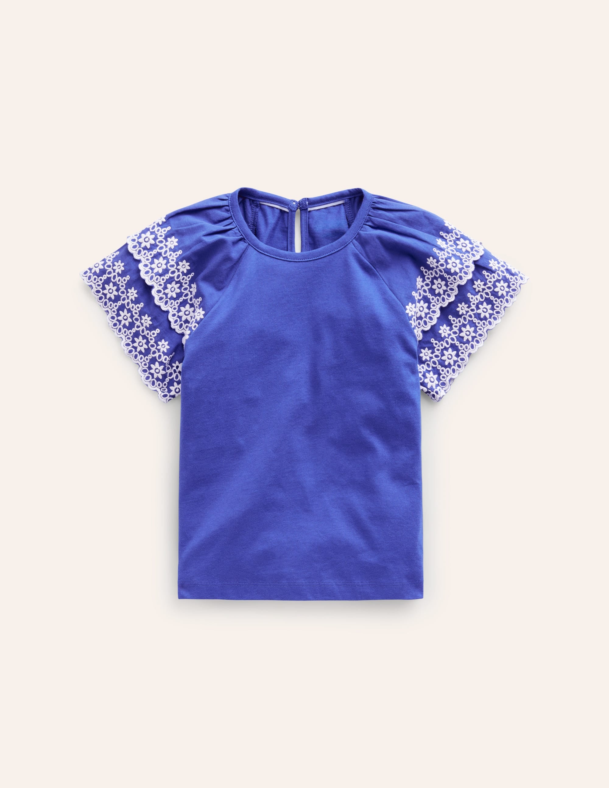 Broderie Mix T-shirt-Blue Heron/White - Image 1