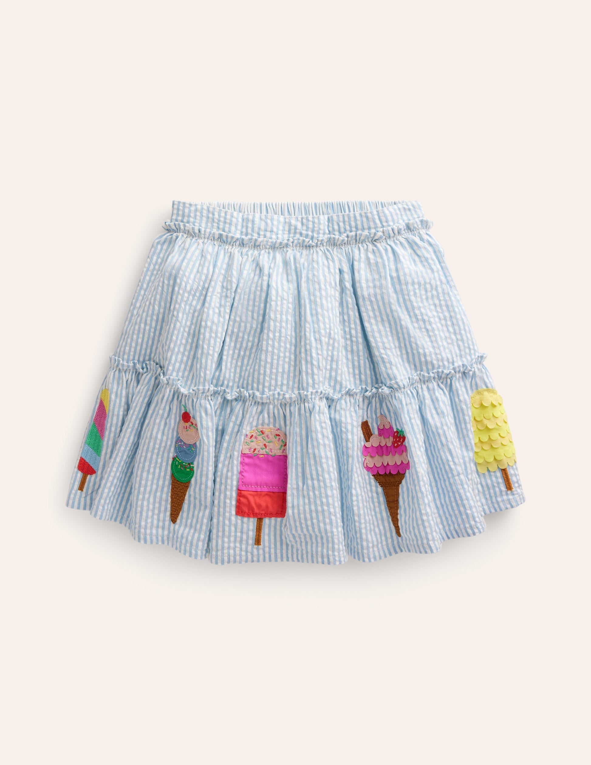 Appliqué Skirt-Blue / Ivory Ice Creams-1